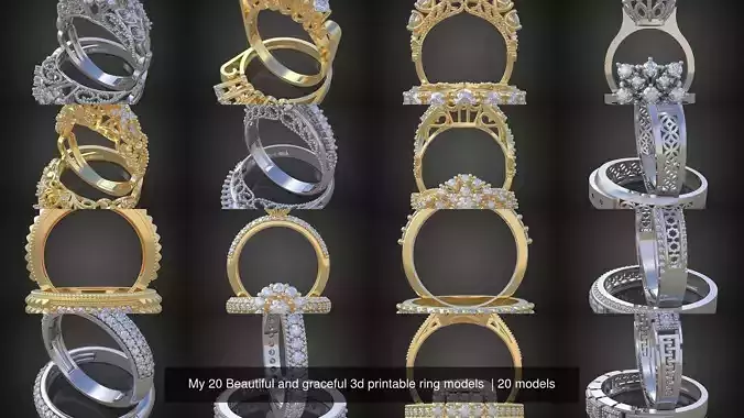 6My 20 Beautiful and graceful 3d printable ring models 