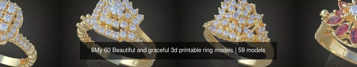 6My 60 Beautiful and graceful 3d printable ring models 3D Model Collection_1