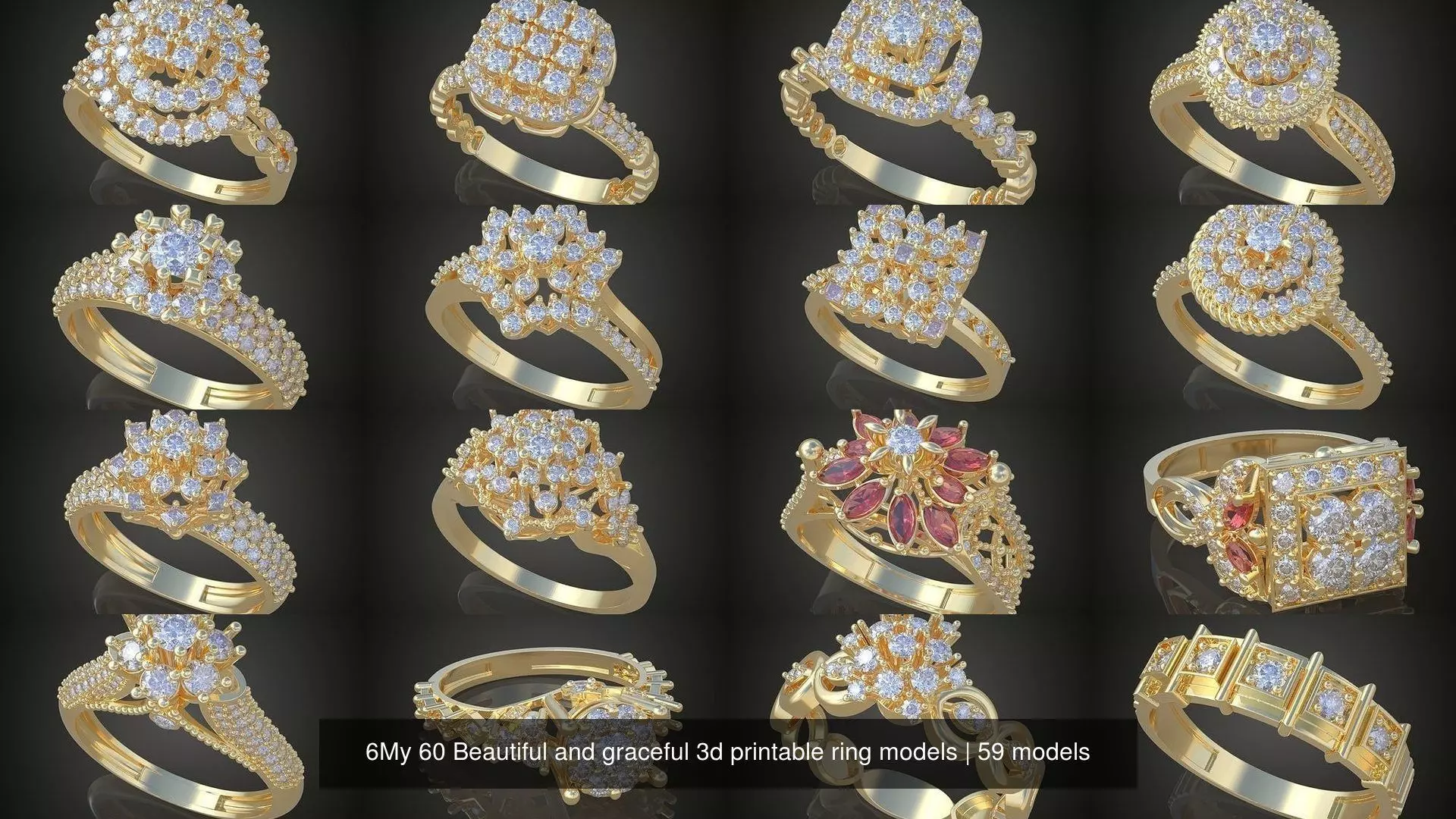 6My 60 Beautiful and graceful 3d printable ring models 3D Model Collection_2