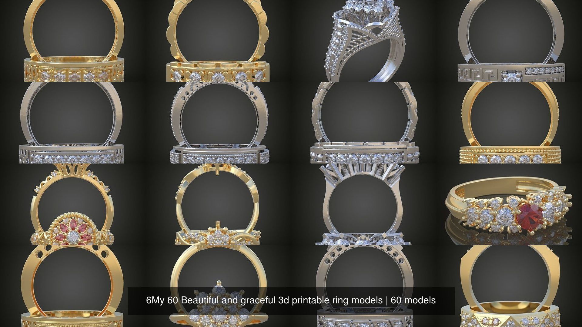 6My 60 Beautiful and graceful 3d printable ring models 3D Model Collection_3