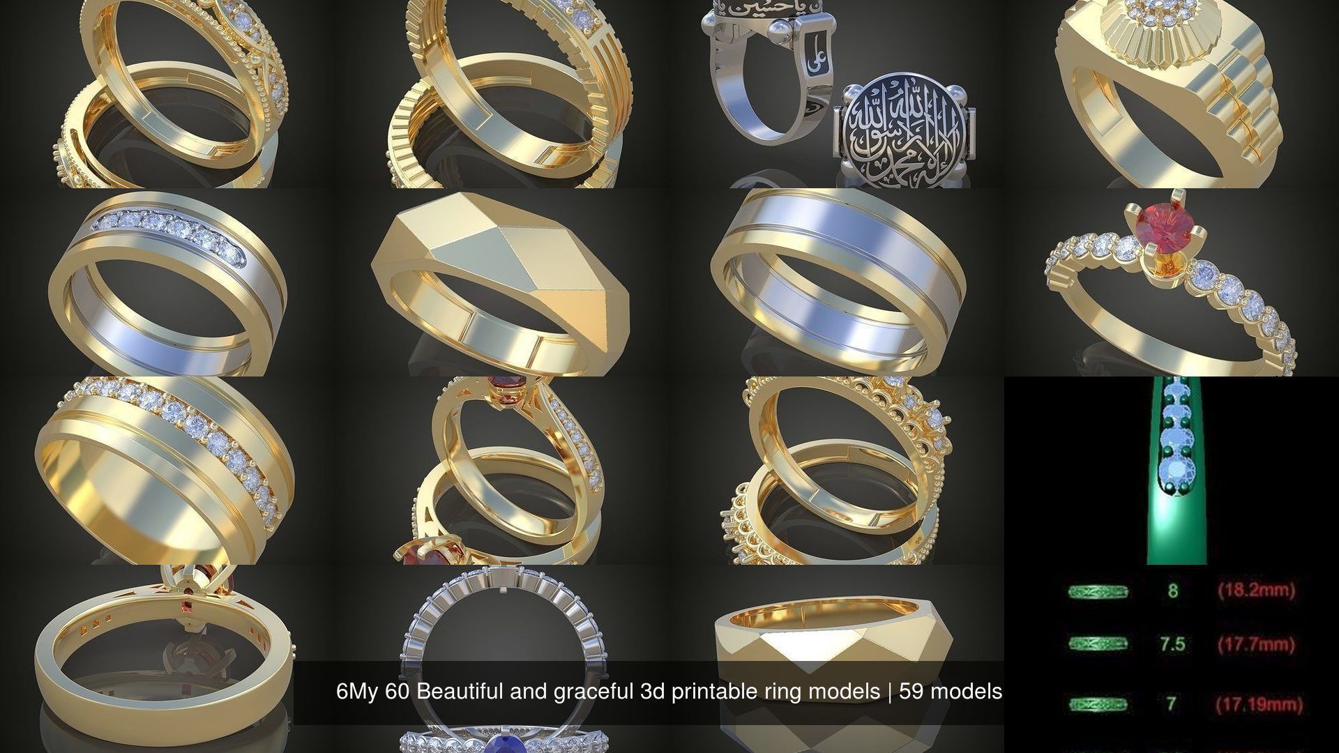6My 60 Beautiful and graceful 3d printable ring models 3D Model Collection_12