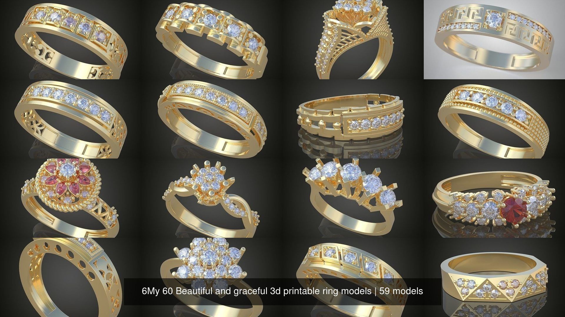 6My 60 Beautiful and graceful 3d printable ring models 3D Model Collection_5