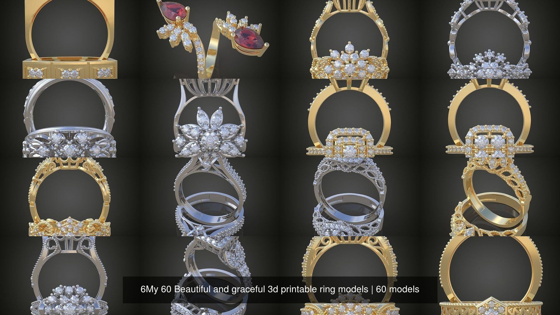 6My 60 Beautiful and graceful 3d printable ring models 3D Model Collection_6