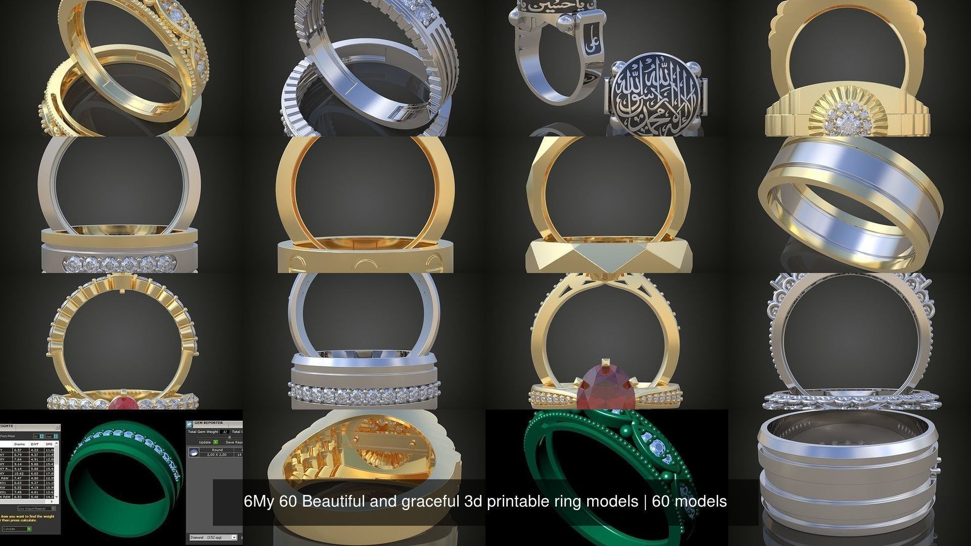 6My 60 Beautiful and graceful 3d printable ring models 3D Model Collection_10
