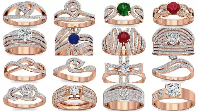 65 Women cocktail ring 3dm stl renders detail