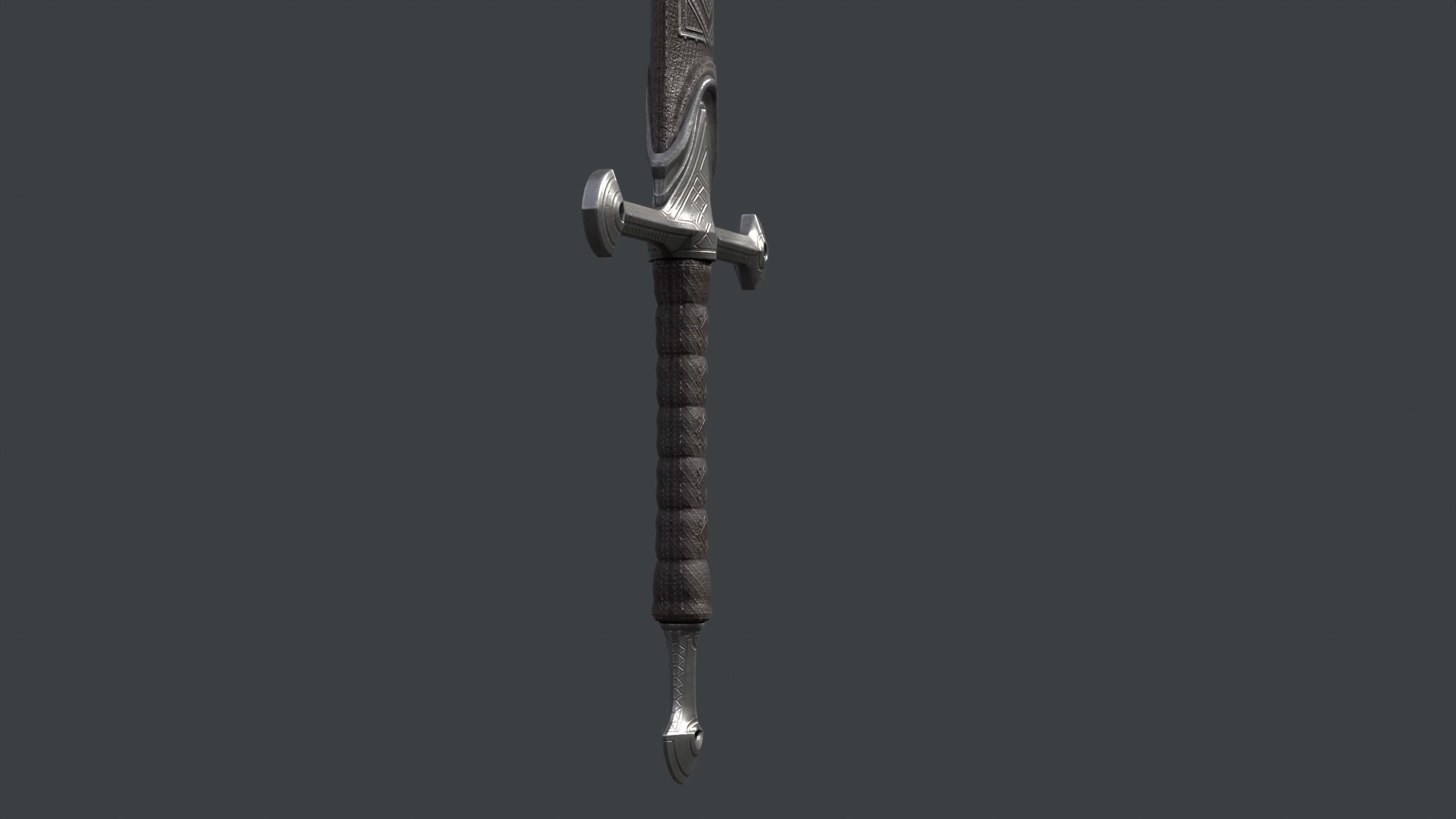 Engraved Fantasy Sword and Scabbard A Low-poly 3D model_3