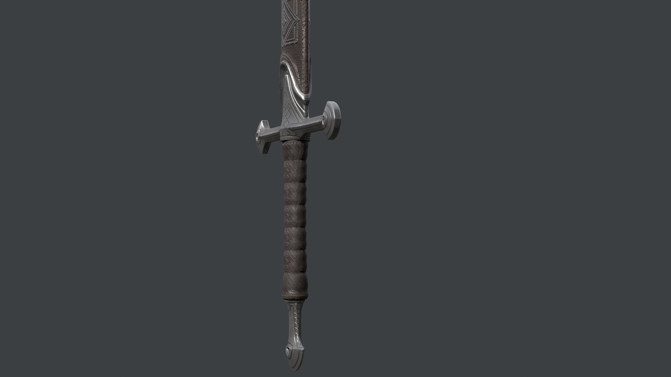 Engraved Fantasy Sword and Scabbard A Low-poly 3D model_4