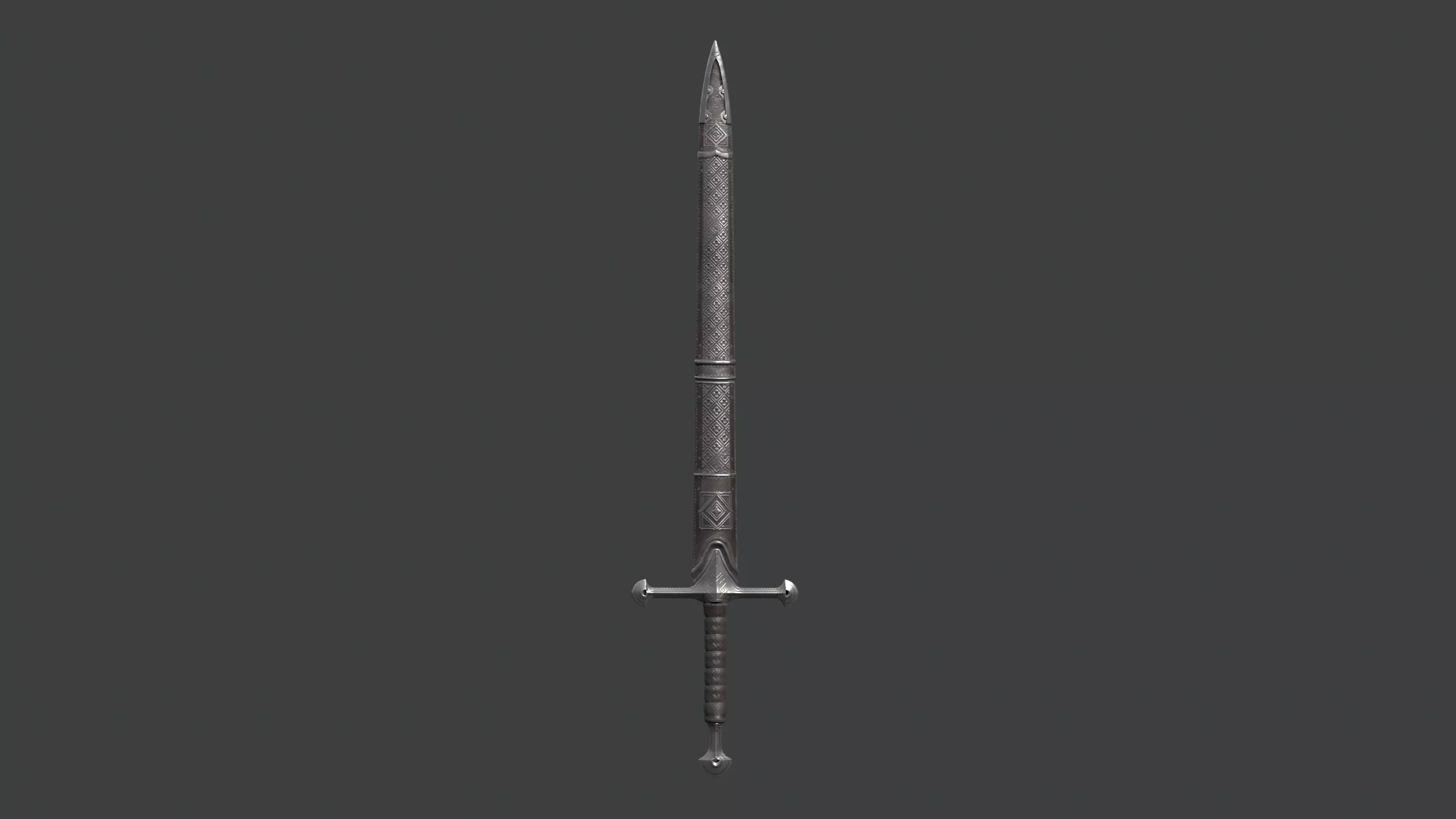 Engraved Fantasy Sword and Scabbard A Low-poly 3D model_0