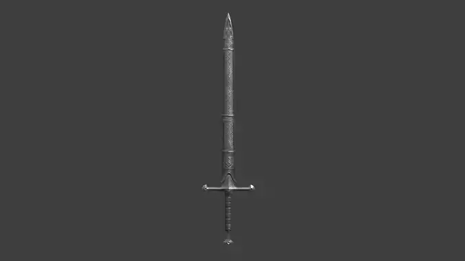Engraved Fantasy Sword and Scabbard A Low-poly 3D model
