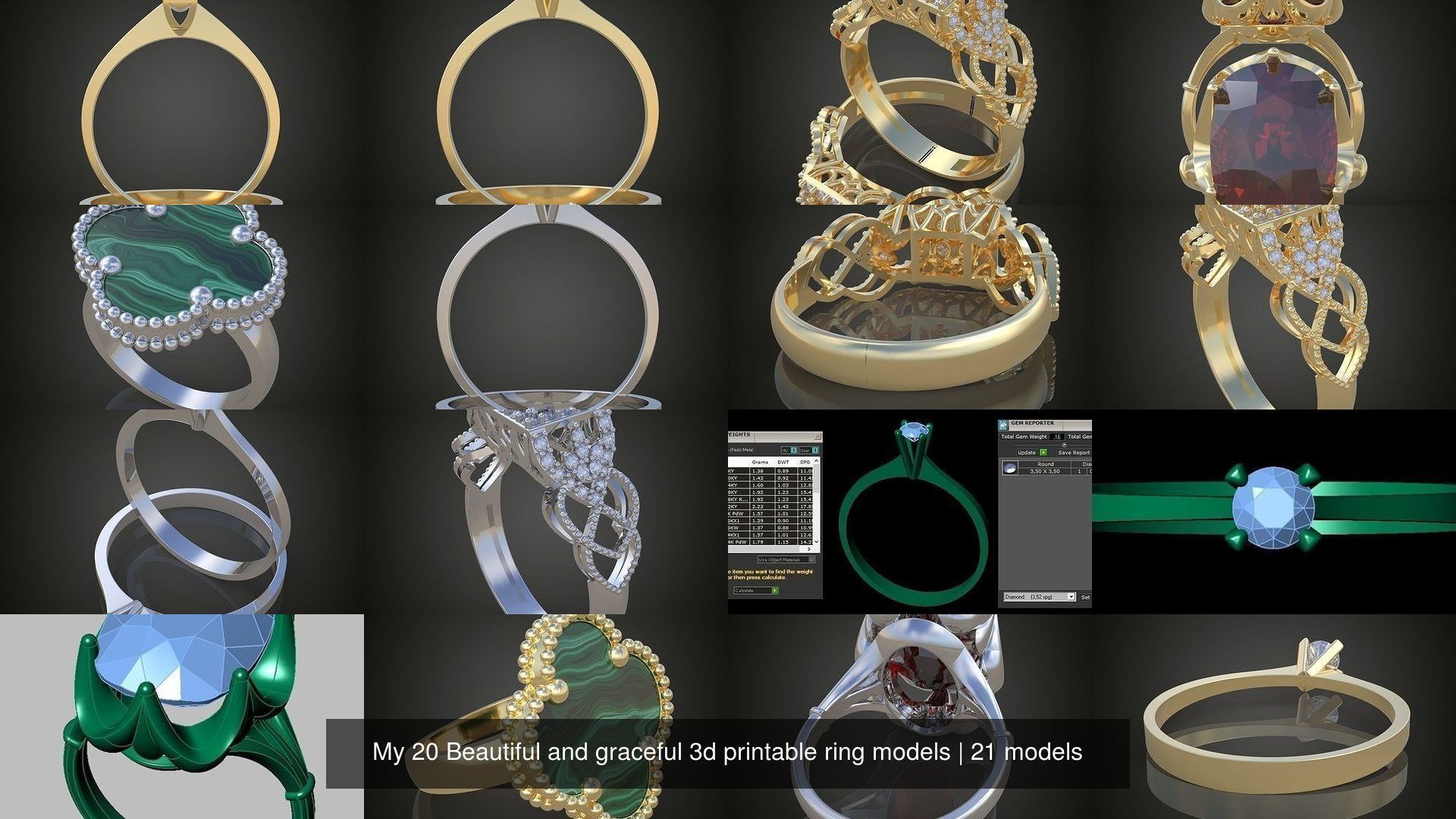 9My 20 Beautiful and graceful 3d printable ring models 3D Model Collection_2