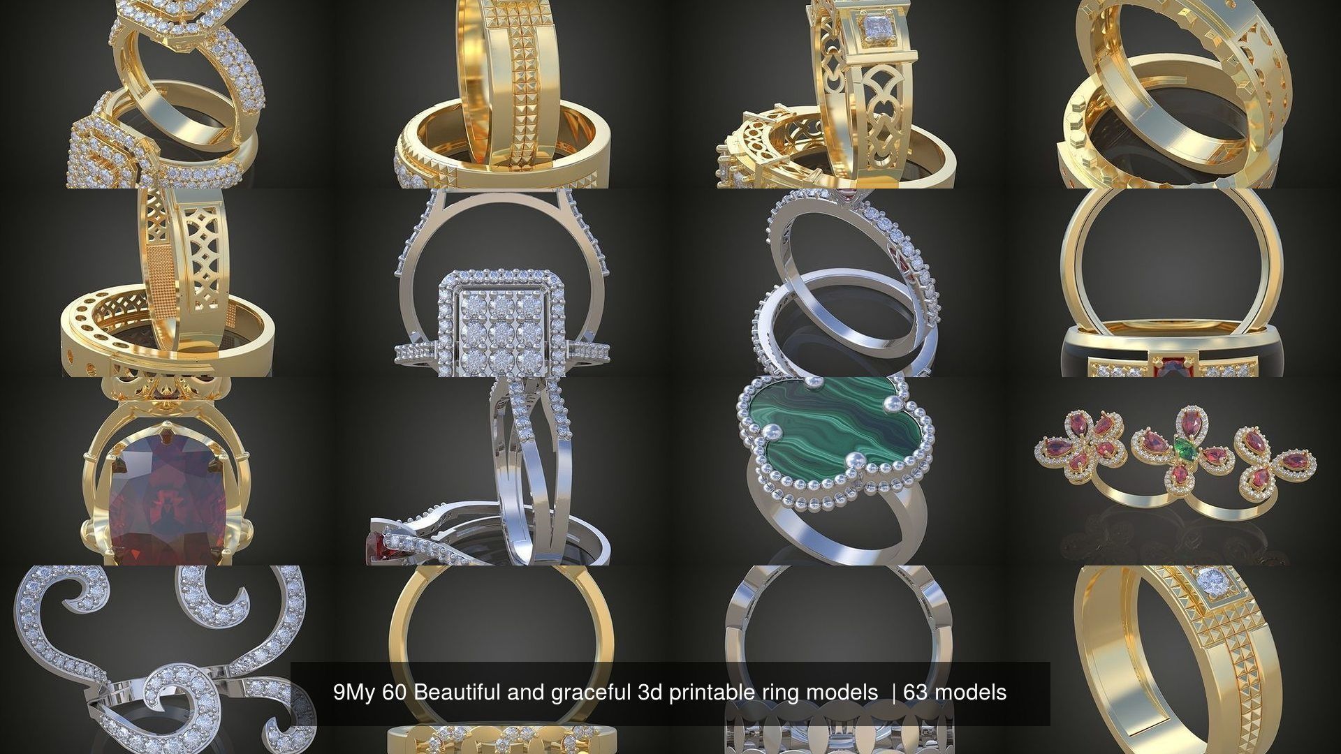 9My 60 Beautiful and graceful 3d printable ring models  3D Model Collection_6