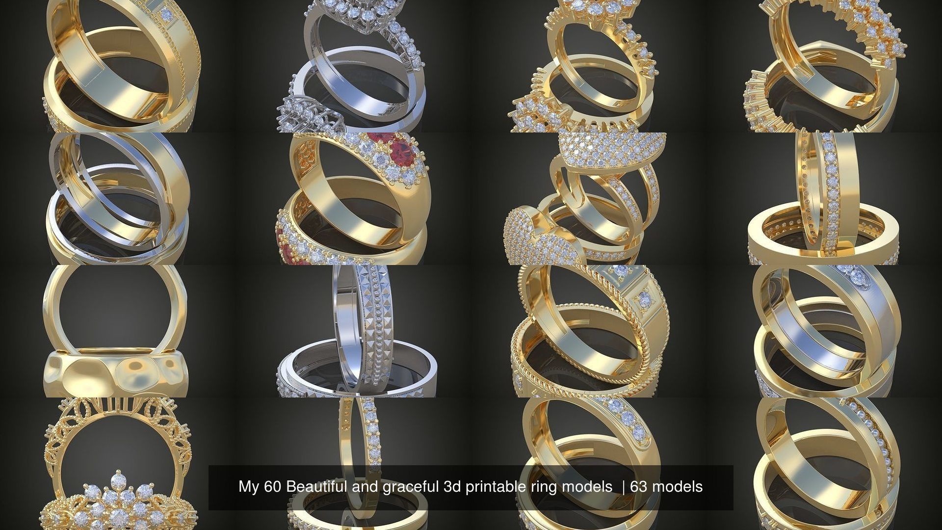 9My 60 Beautiful and graceful 3d printable ring models  3D Model Collection_4