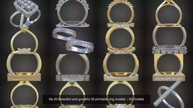 9My 60 Beautiful and graceful 3d printable ring models  3D Model Collection