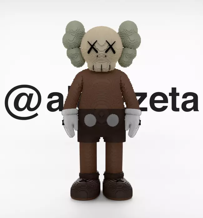 Kaws Companion 8 bits Textured Low-poly 3D model_1