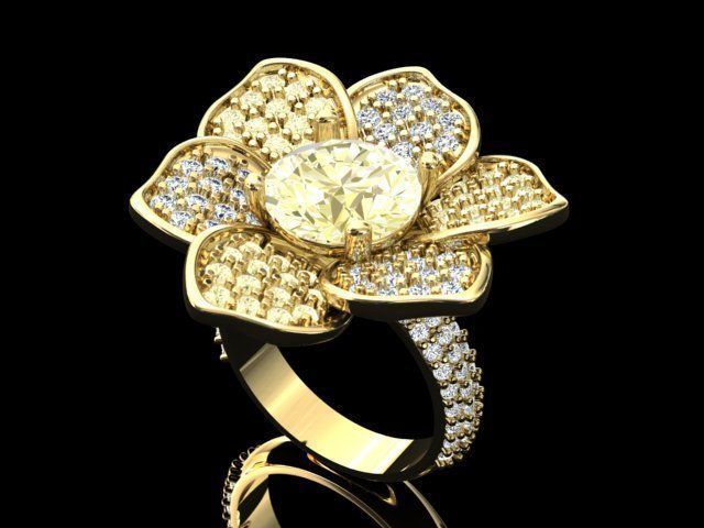 Ring with flower design 3D print model