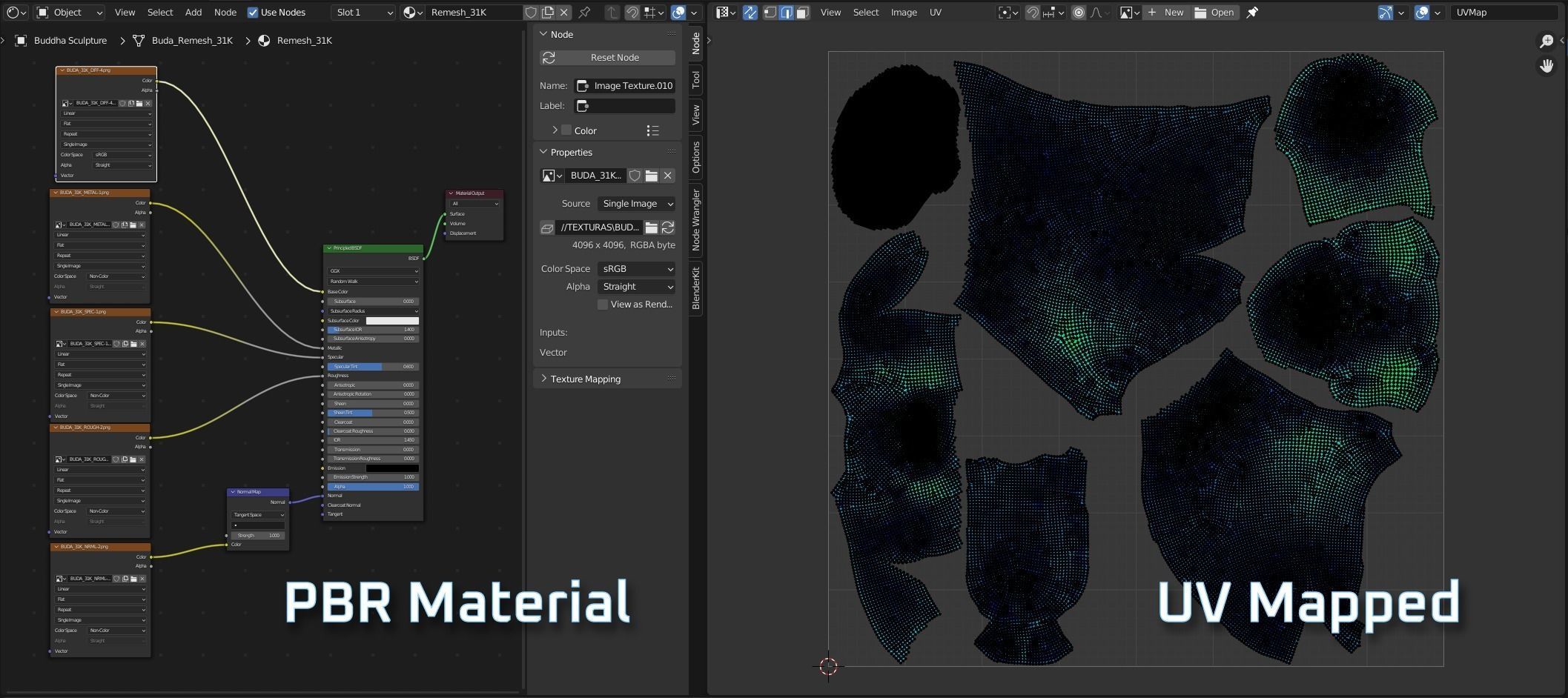 Buddha Metal Sculpture - 3D Scan Low-poly 3D model_5