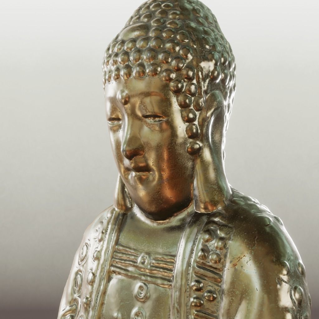 Buddha Metal Sculpture - 3D Scan Low-poly 3D model_2