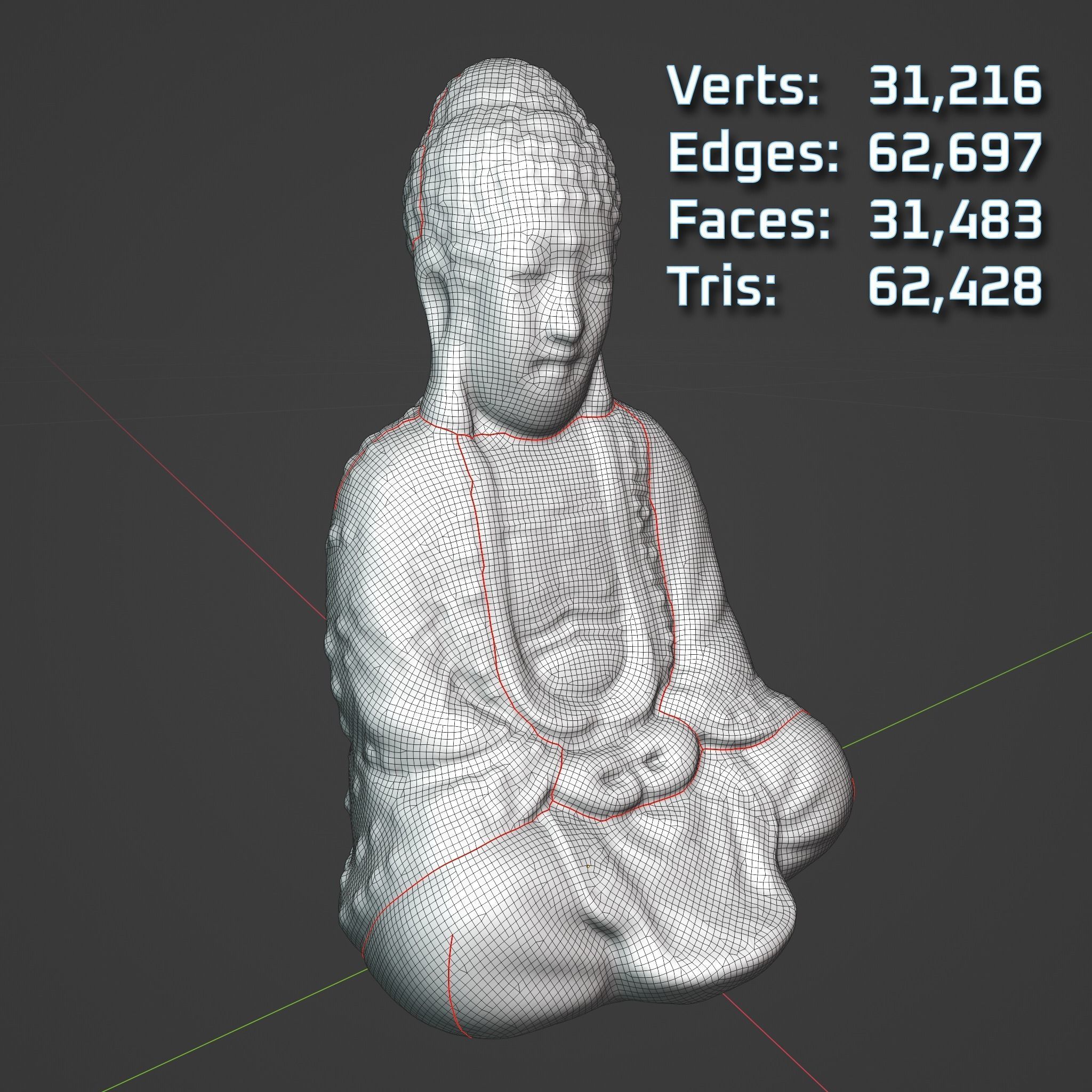 Buddha Metal Sculpture - 3D Scan Low-poly 3D model_4