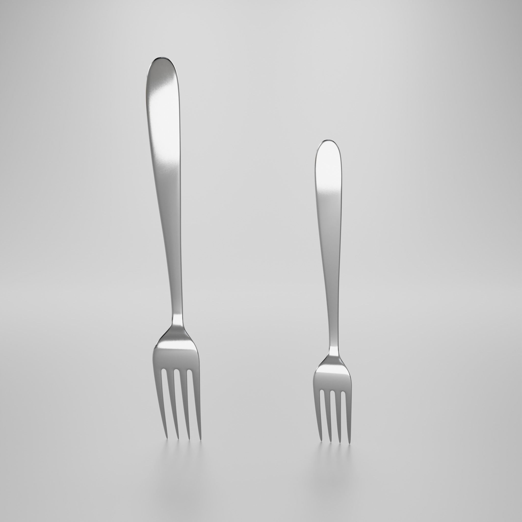 Dessert fork - Dinner fork 3D model_7