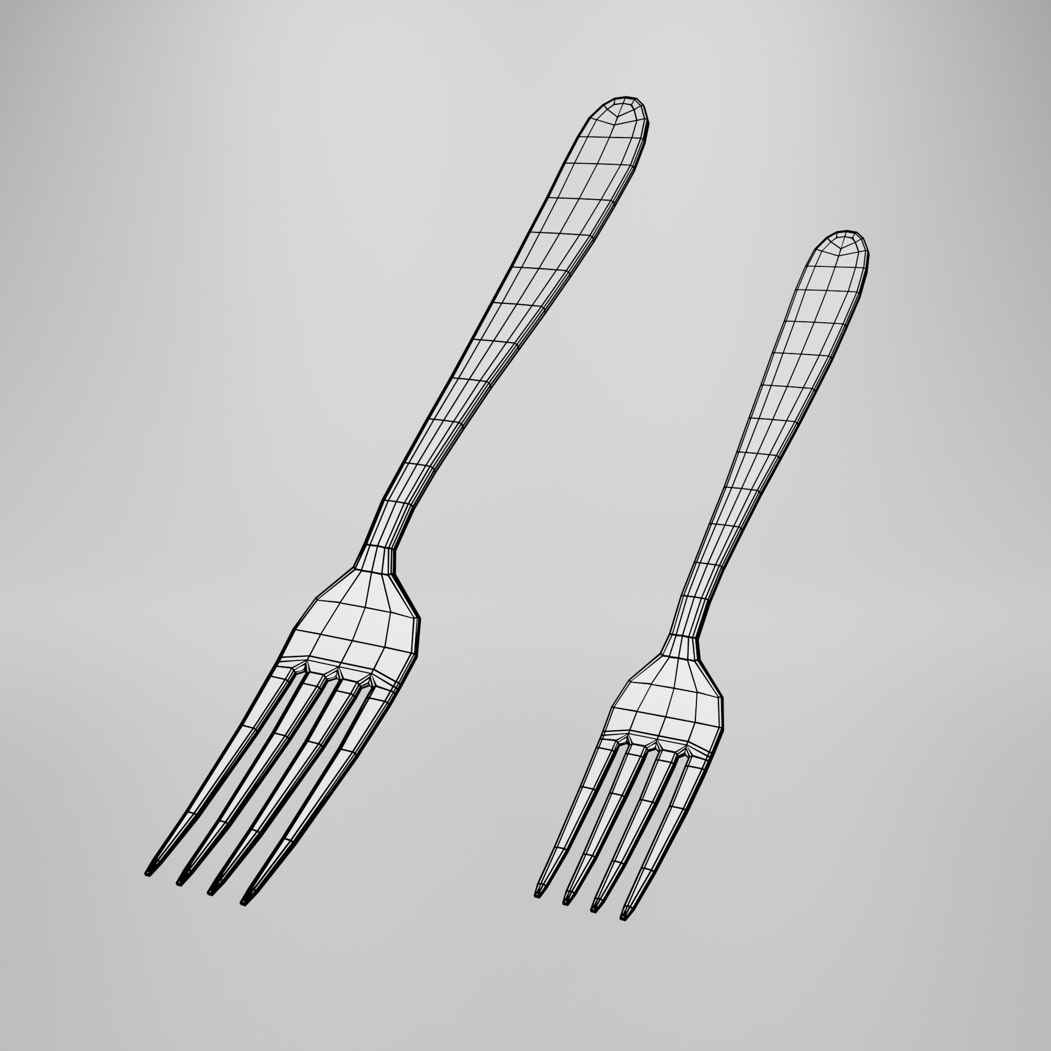 Dessert fork - Dinner fork 3D model_9