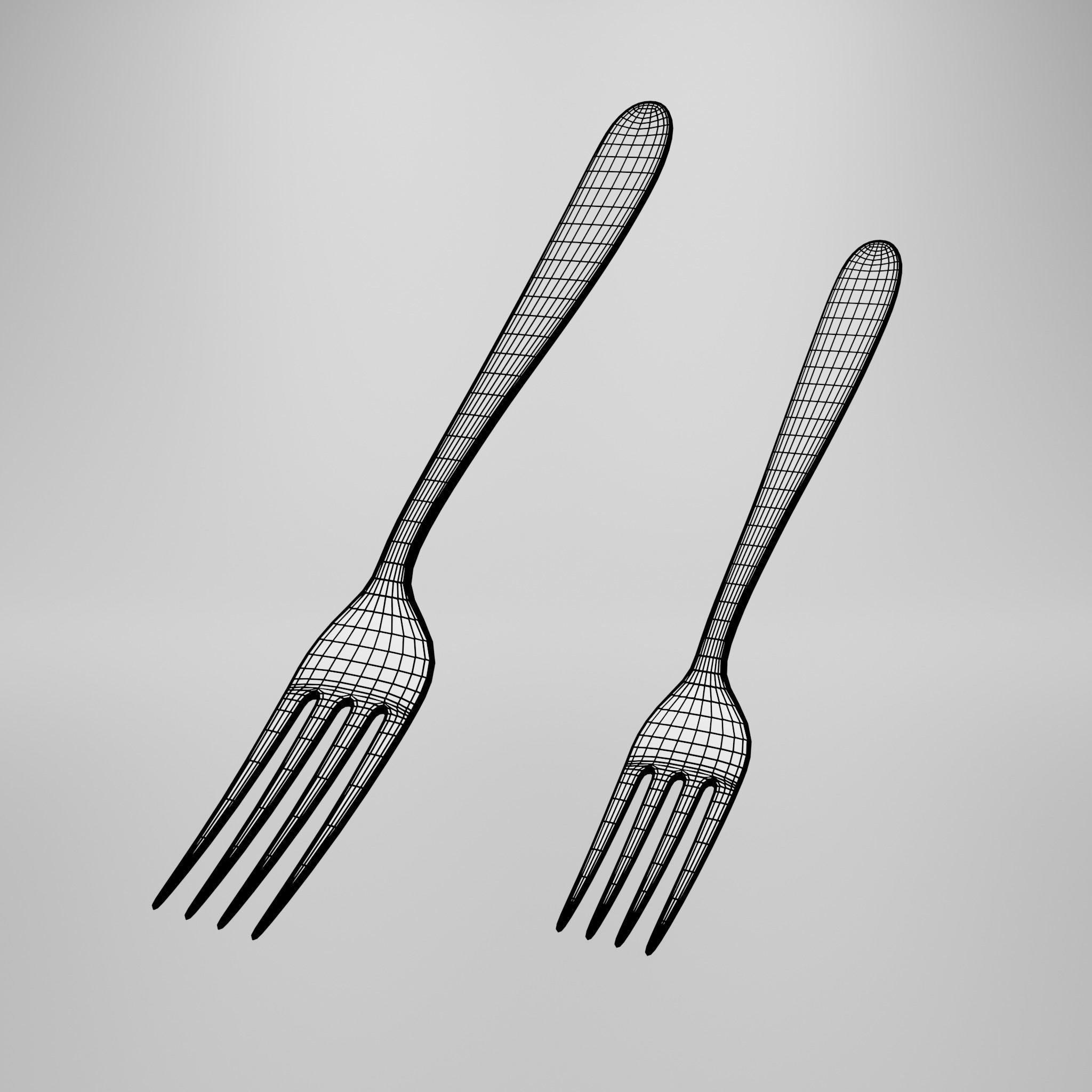 Dessert fork - Dinner fork 3D model_10