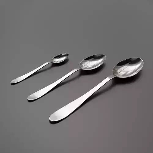 Teaspoon - Dessert spoon - Soup spoon 3D model