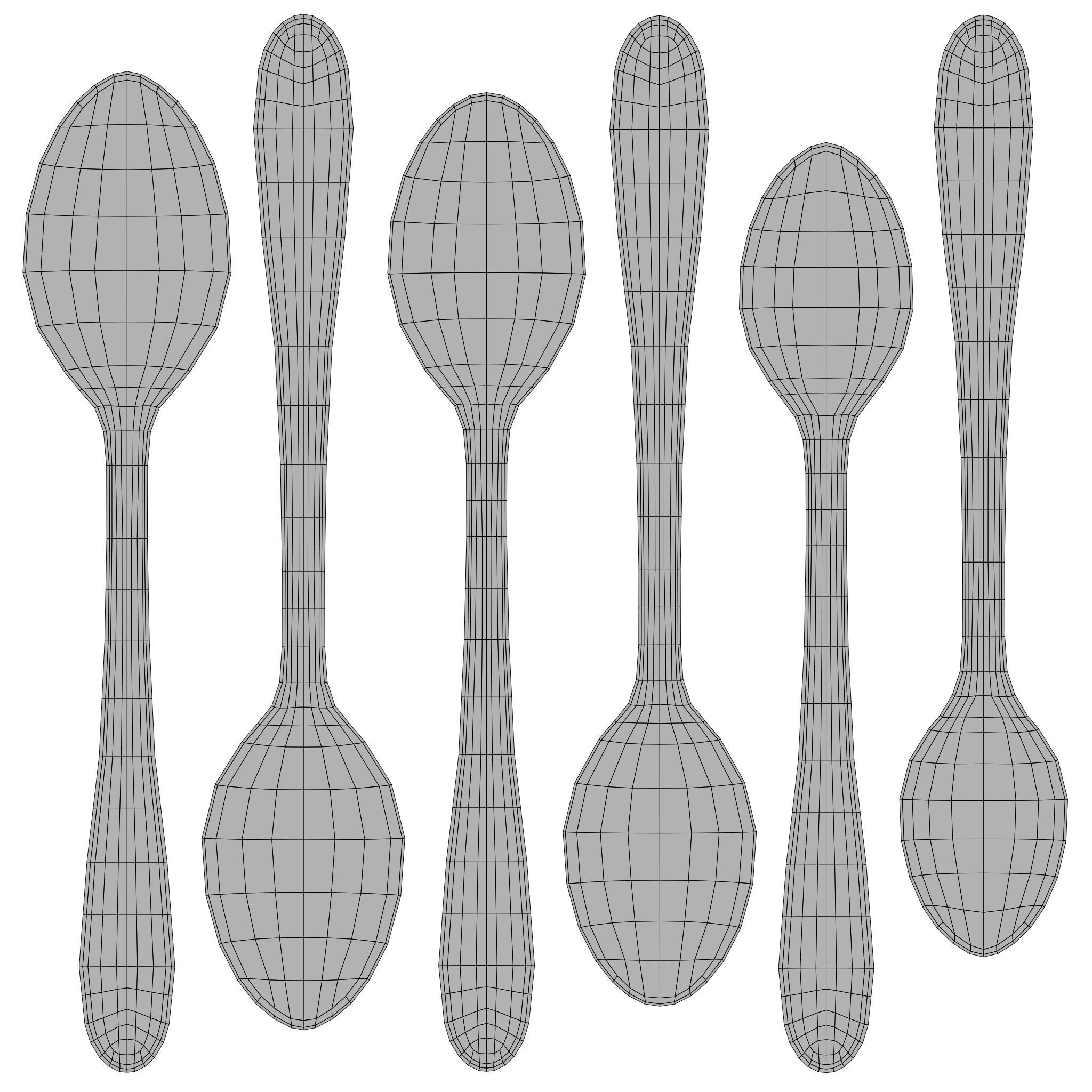 Teaspoon - Dessert spoon - Soup spoon 3D model_11