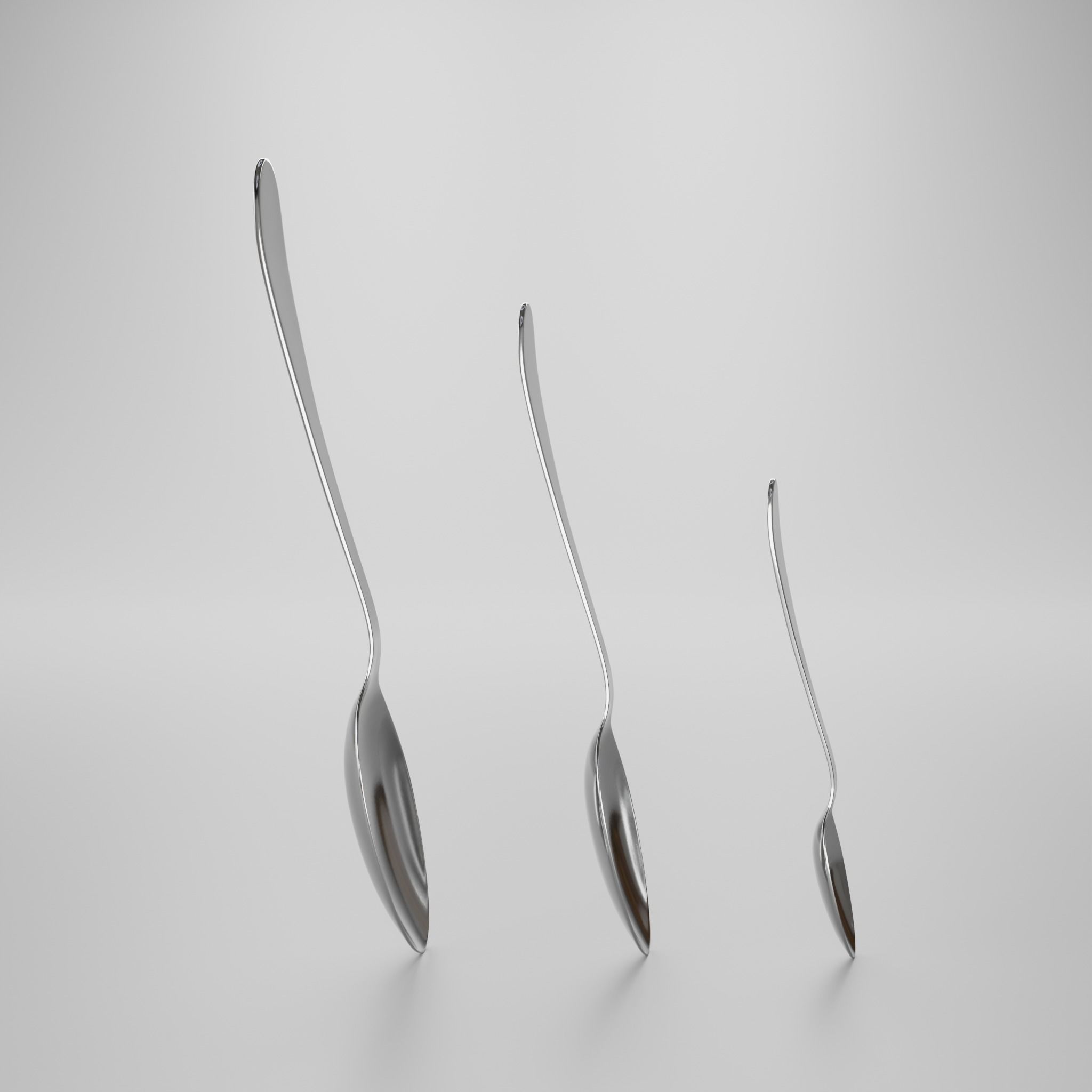 Teaspoon - Dessert spoon - Soup spoon 3D model_5
