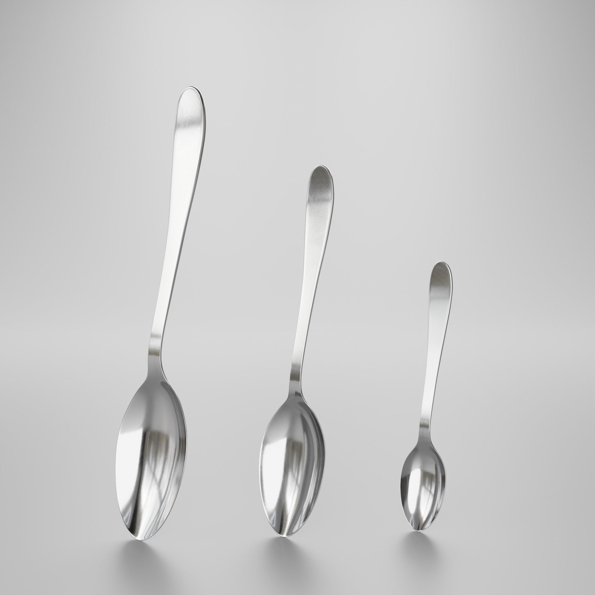Teaspoon - Dessert spoon - Soup spoon 3D model_2