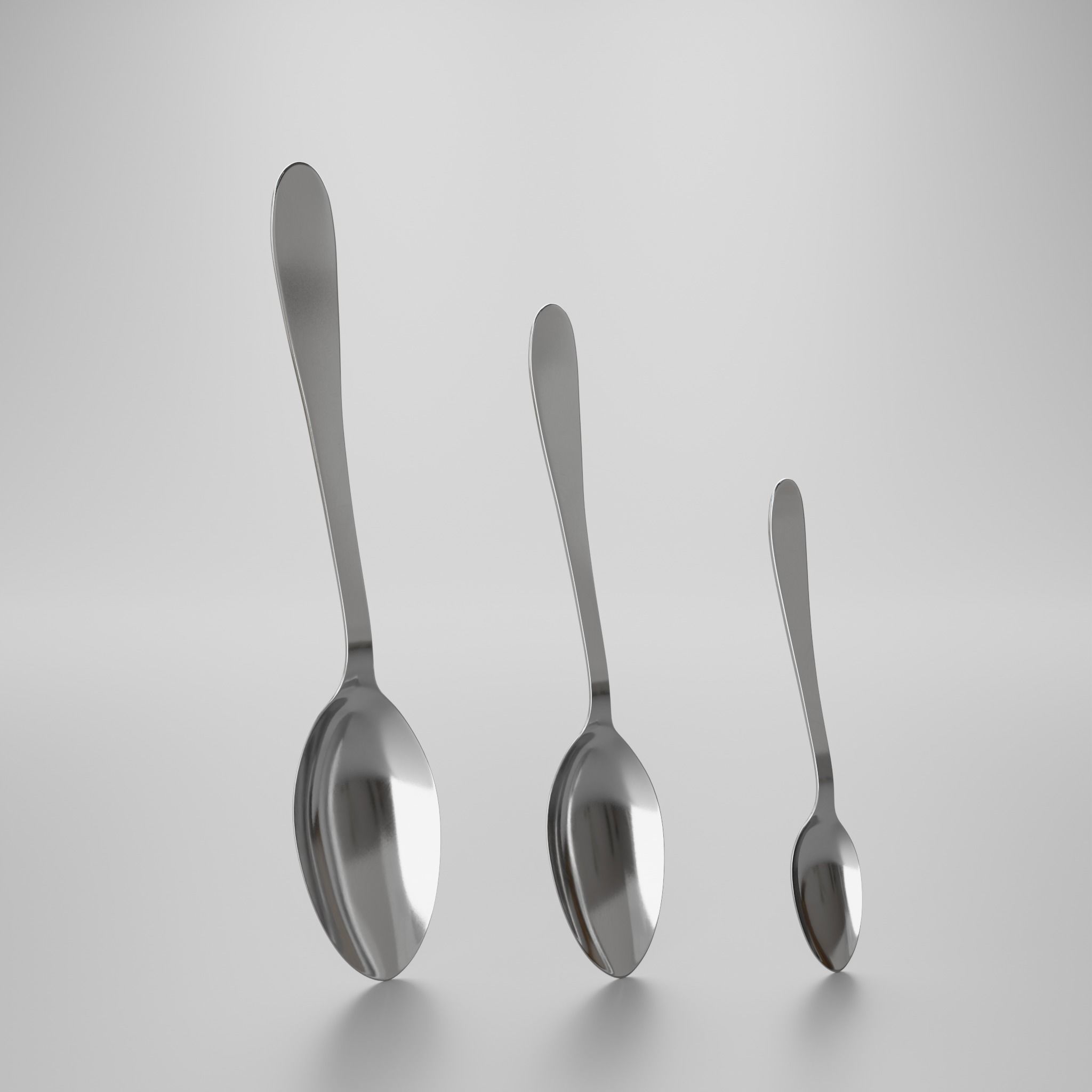 Teaspoon - Dessert spoon - Soup spoon 3D model_4