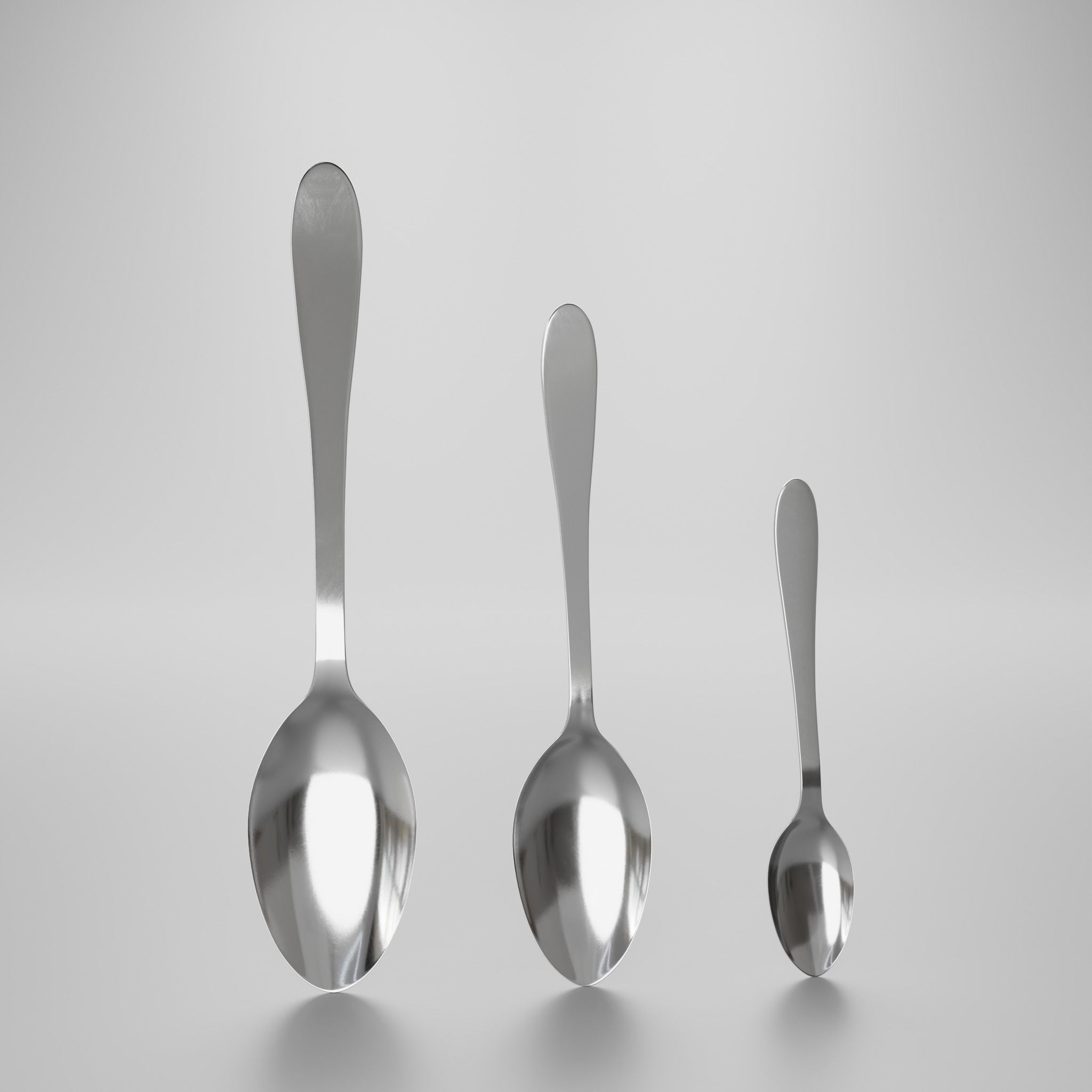 Teaspoon - Dessert spoon - Soup spoon 3D model_3