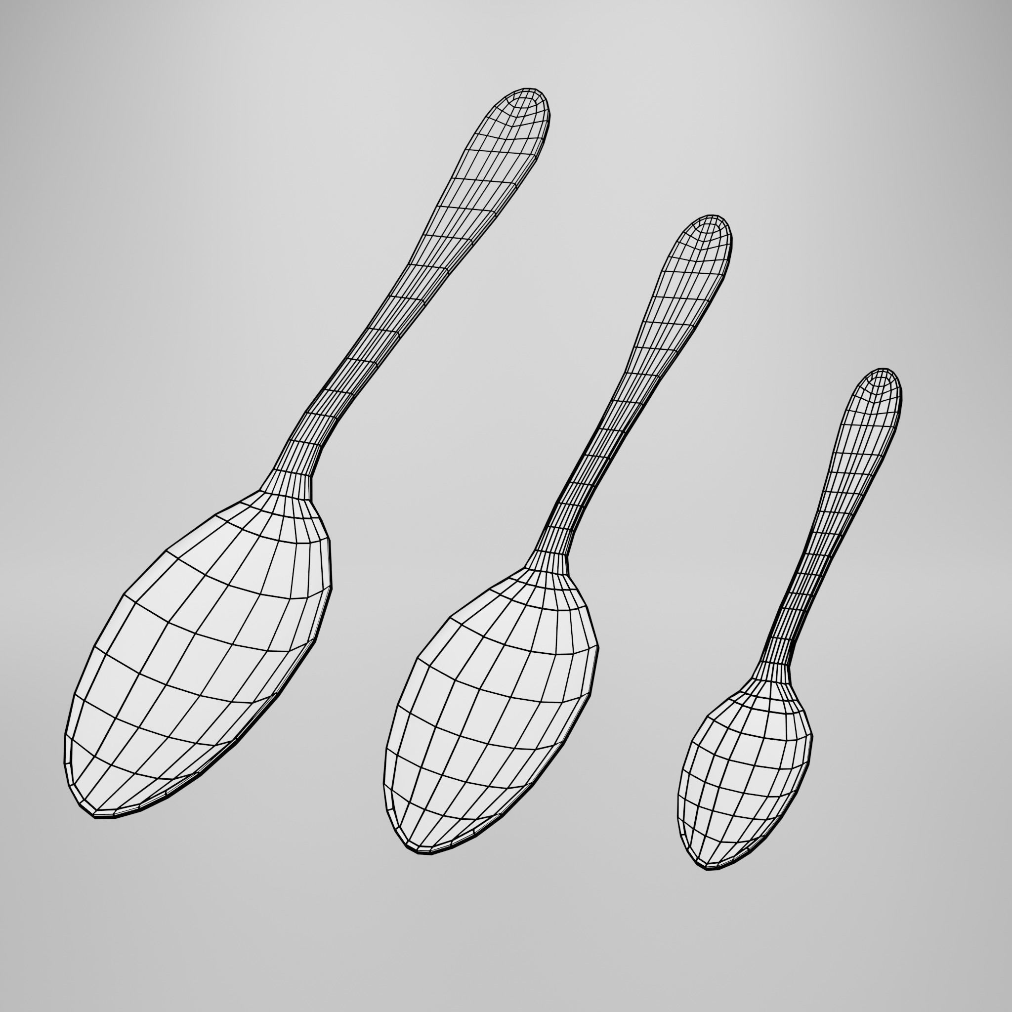 Teaspoon - Dessert spoon - Soup spoon 3D model_9