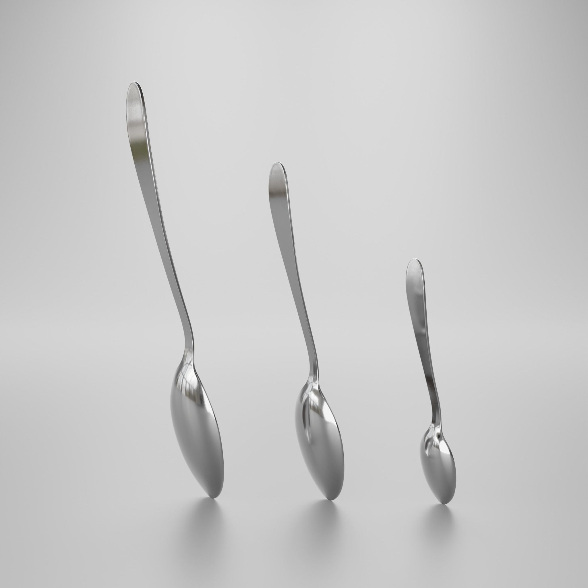 Teaspoon - Dessert spoon - Soup spoon 3D model_6