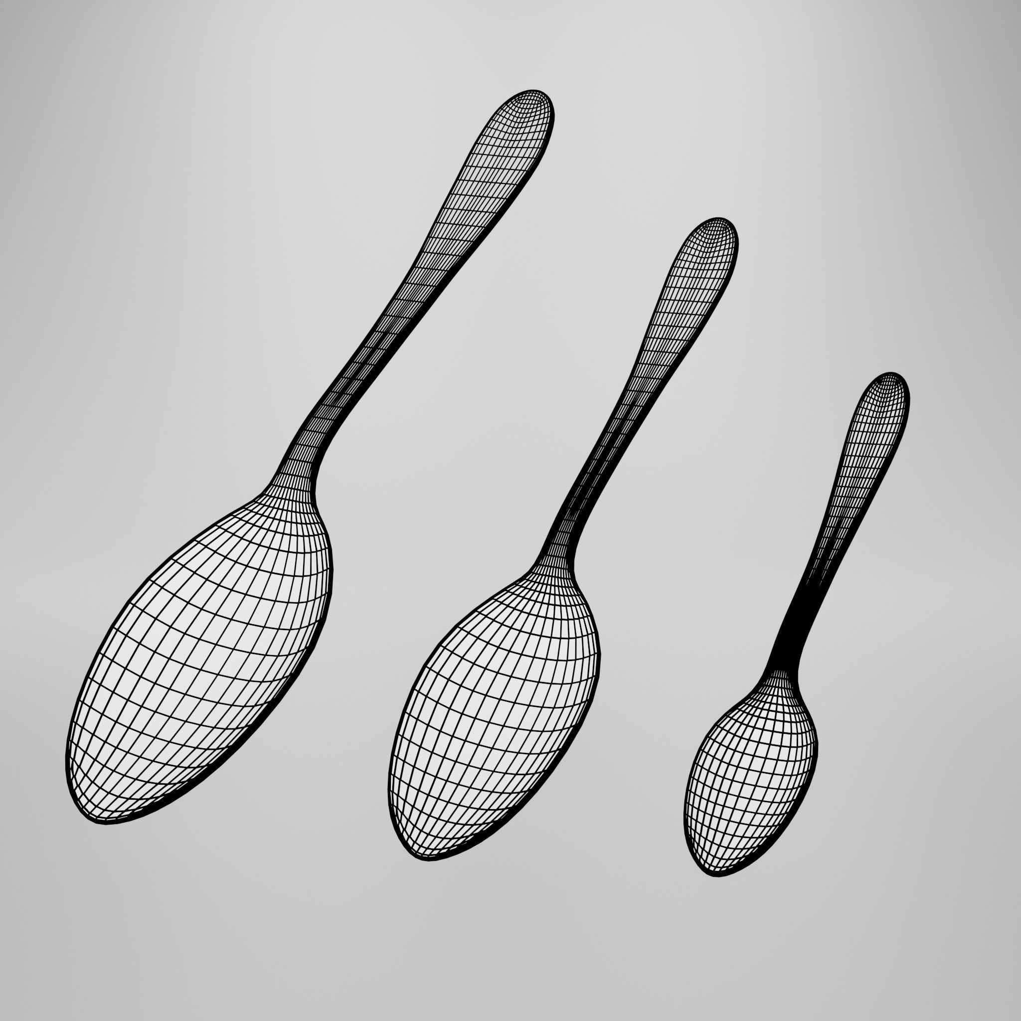 Teaspoon - Dessert spoon - Soup spoon 3D model_10