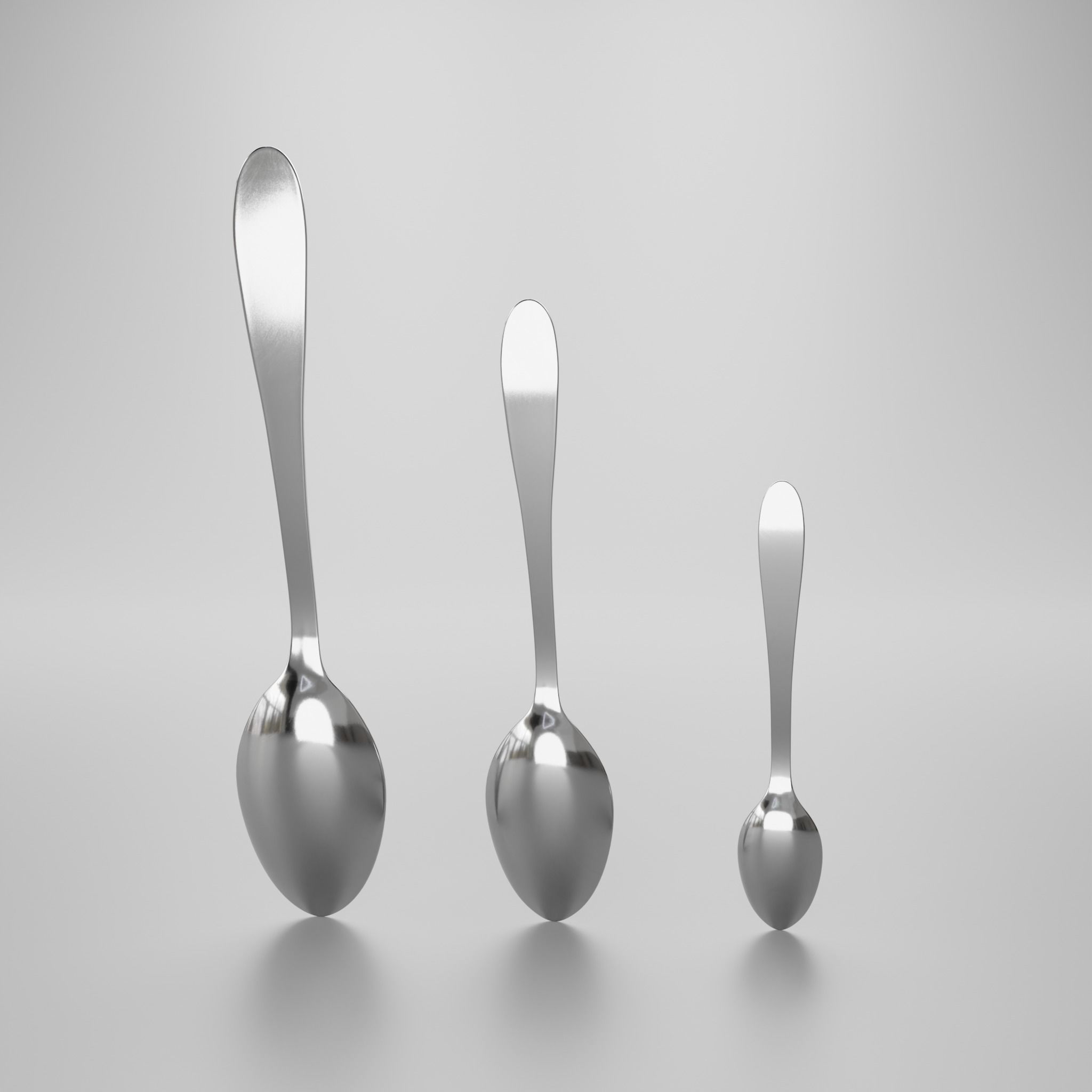 Teaspoon - Dessert spoon - Soup spoon 3D model_7