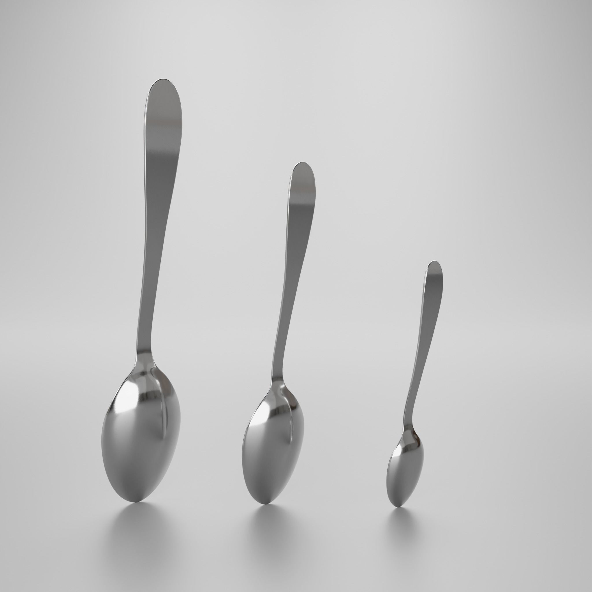 Teaspoon - Dessert spoon - Soup spoon 3D model_8