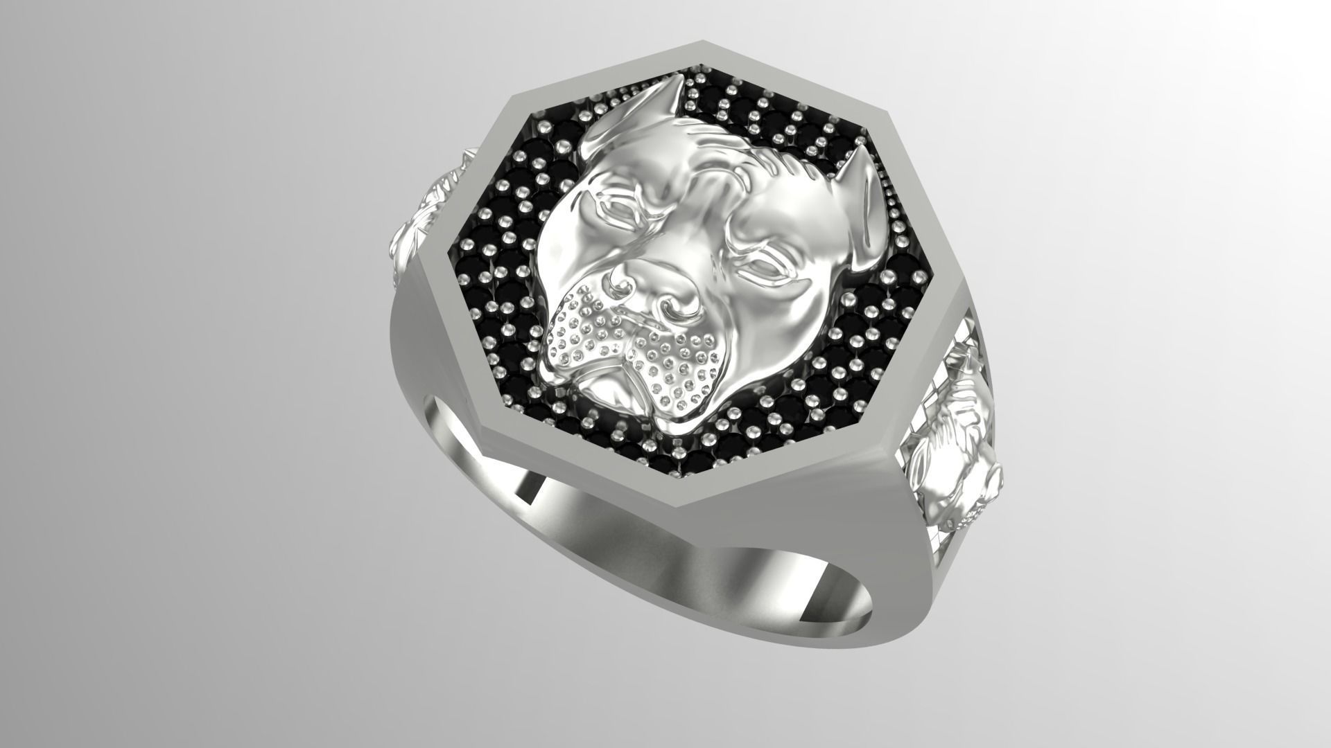 Bulldog Ring 3D print model_2