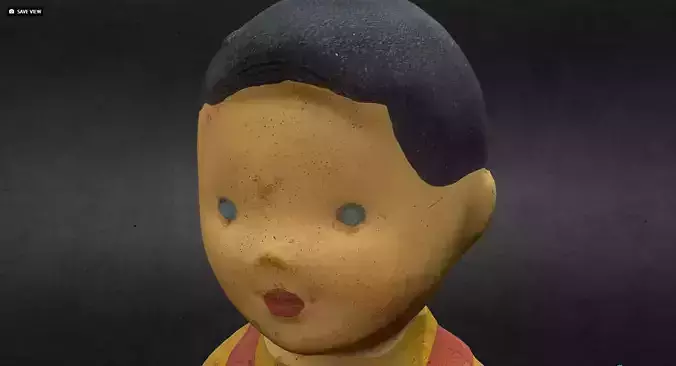 Old USSR Soviet Rubber Toy Parachutist Scan High Poly