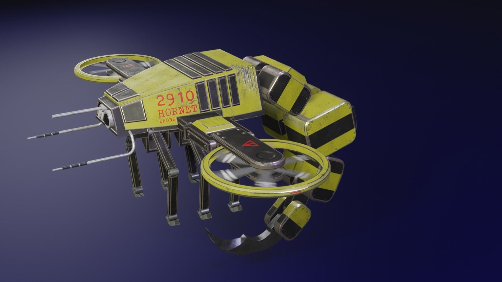 Hornet Drone Sci-Fi LowPoly Gameready 3D model Low-poly 3D model_2