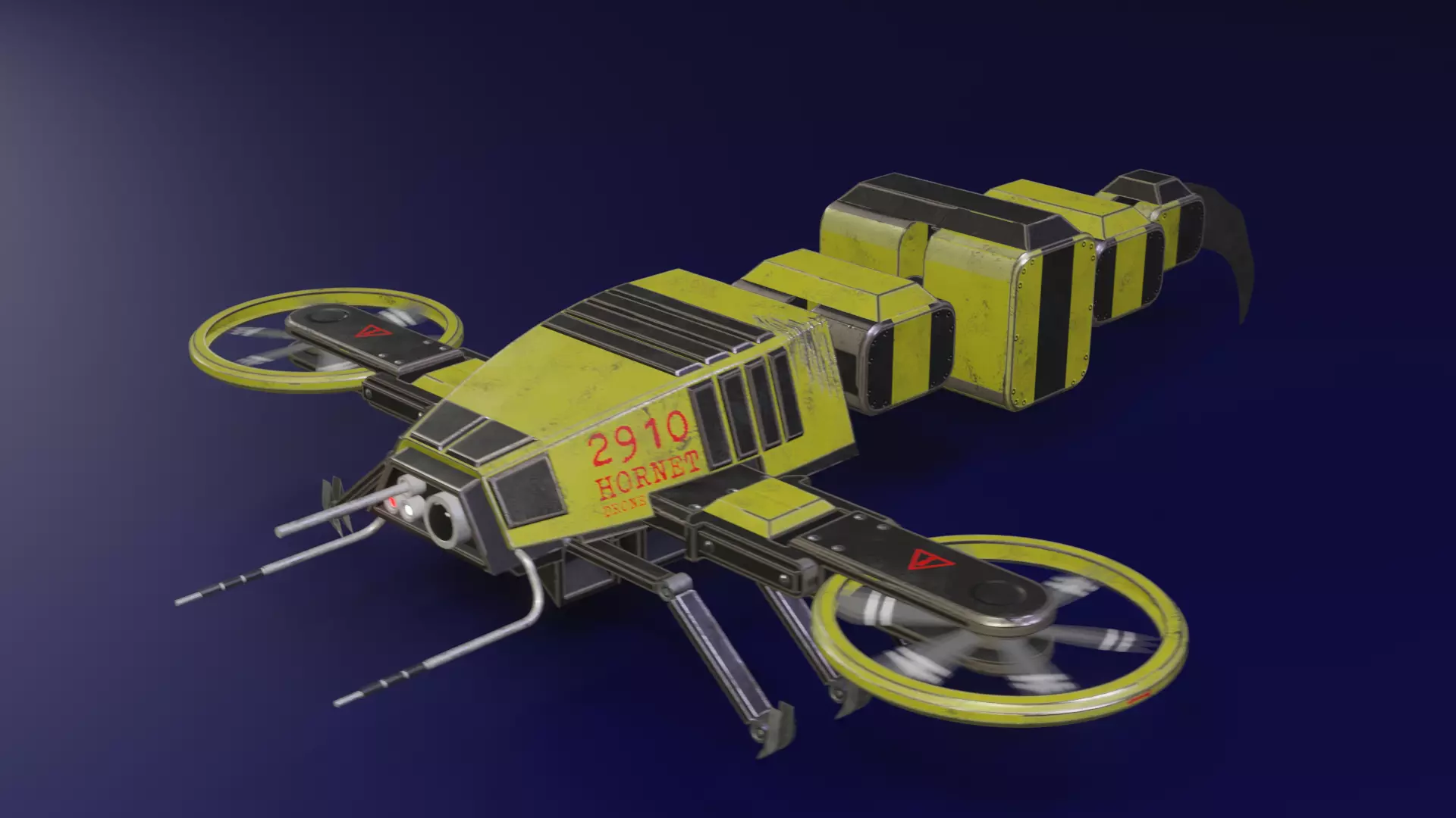 Hornet Drone Sci-Fi LowPoly Gameready 3D model Low-poly 3D model_0