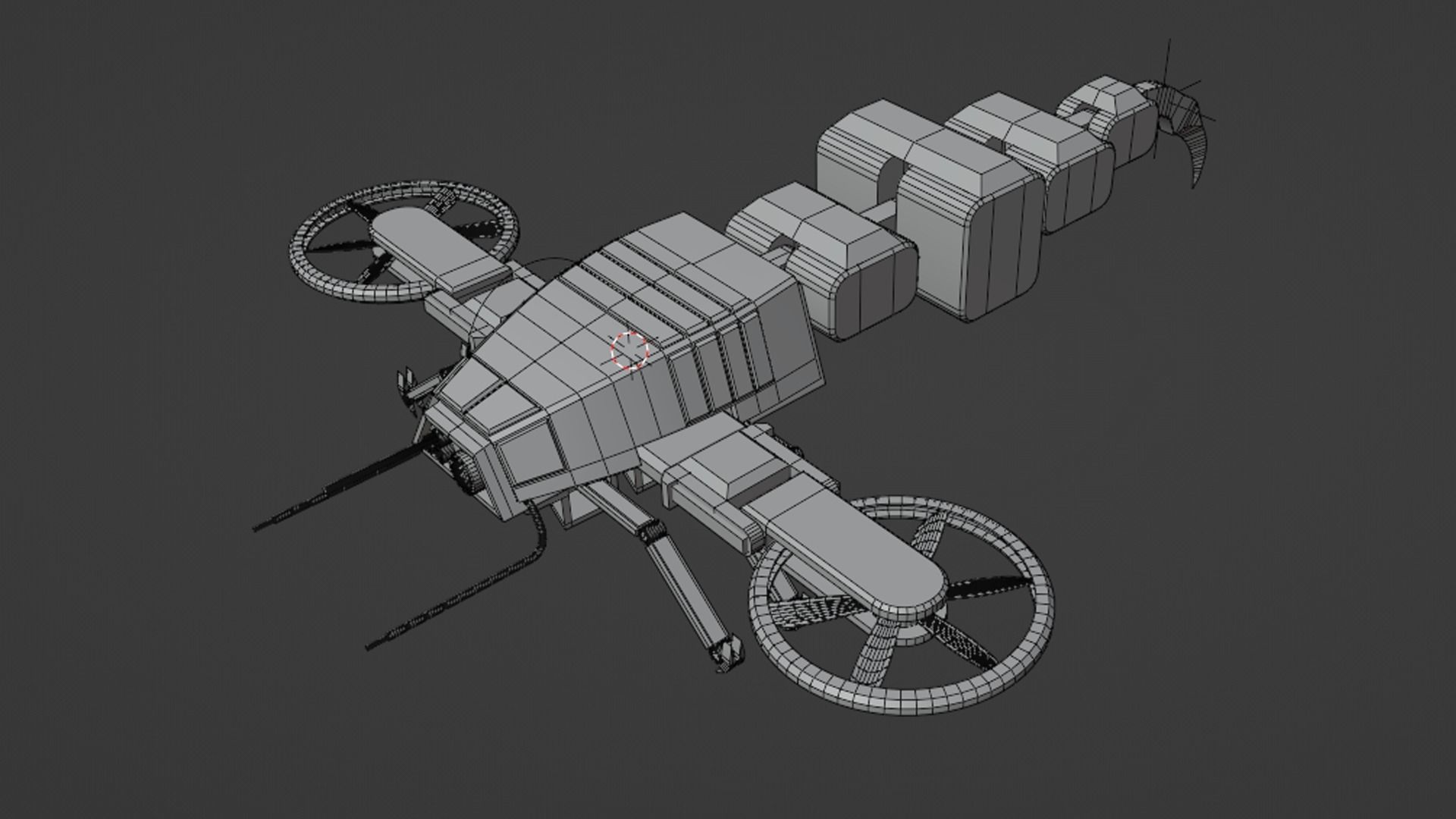 Hornet Drone Sci-Fi LowPoly Gameready 3D model Low-poly 3D model_7