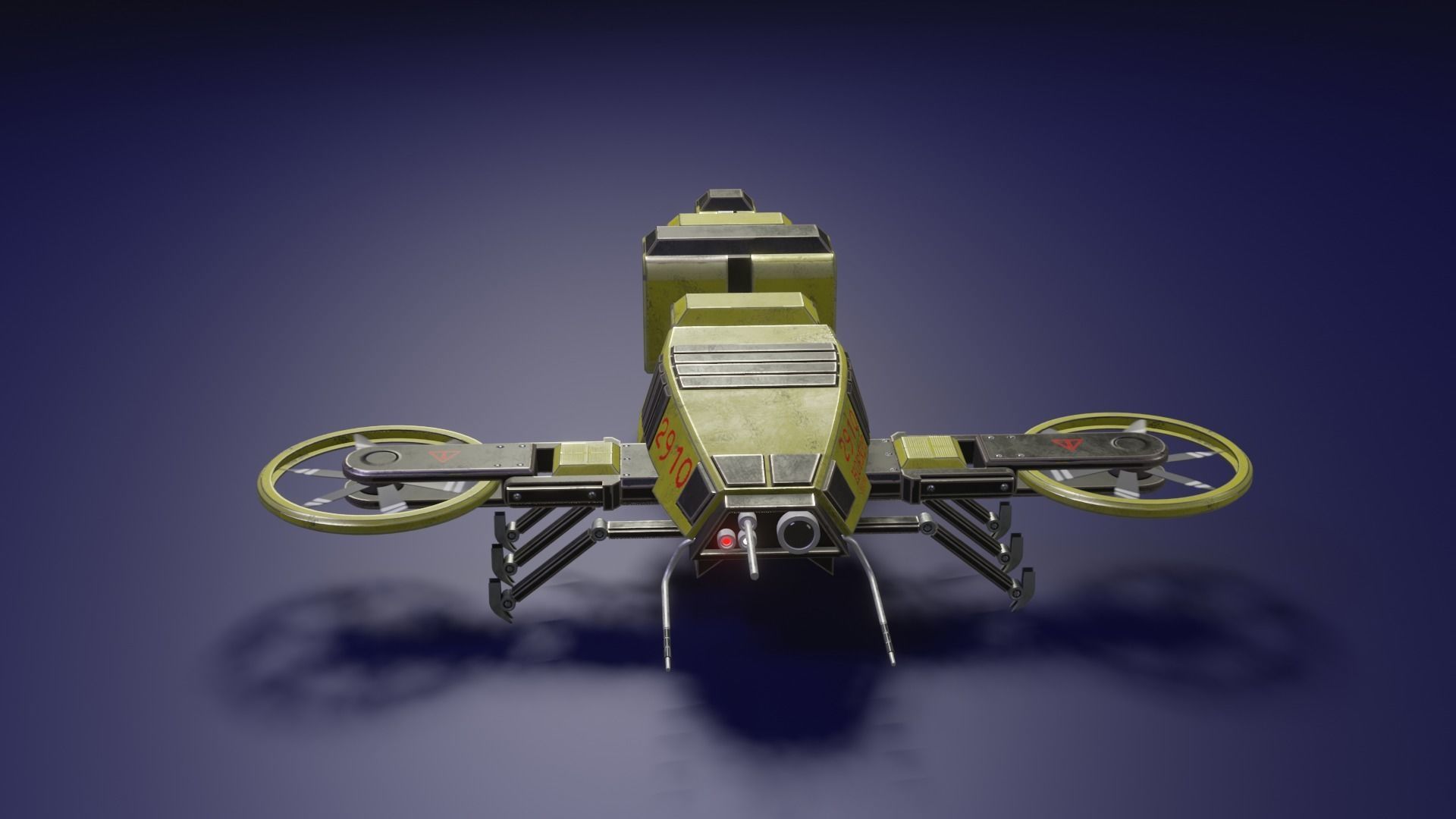 Hornet Drone Sci-Fi LowPoly Gameready 3D model Low-poly 3D model_5