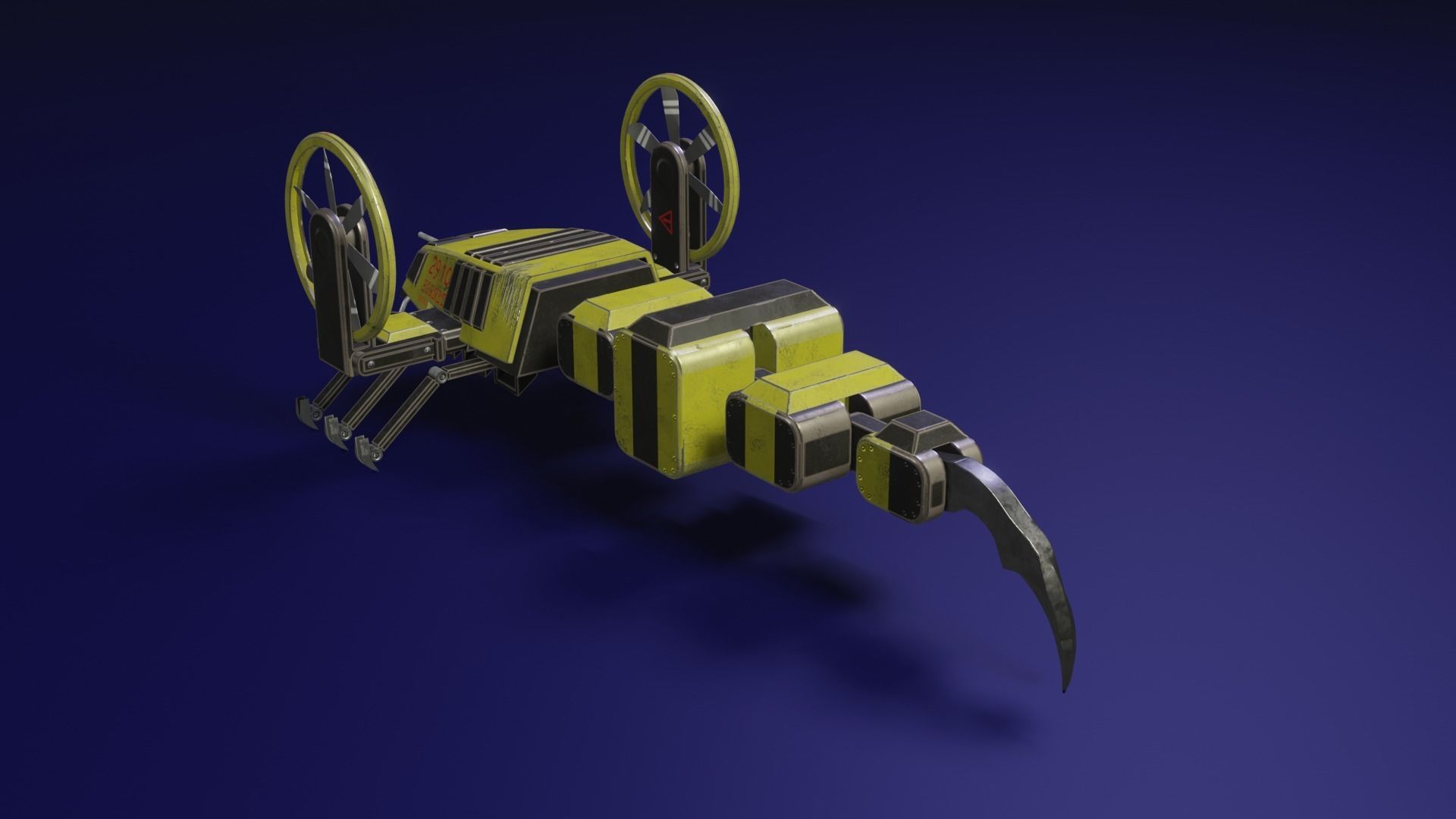 Hornet Drone Sci-Fi LowPoly Gameready 3D model Low-poly 3D model_6