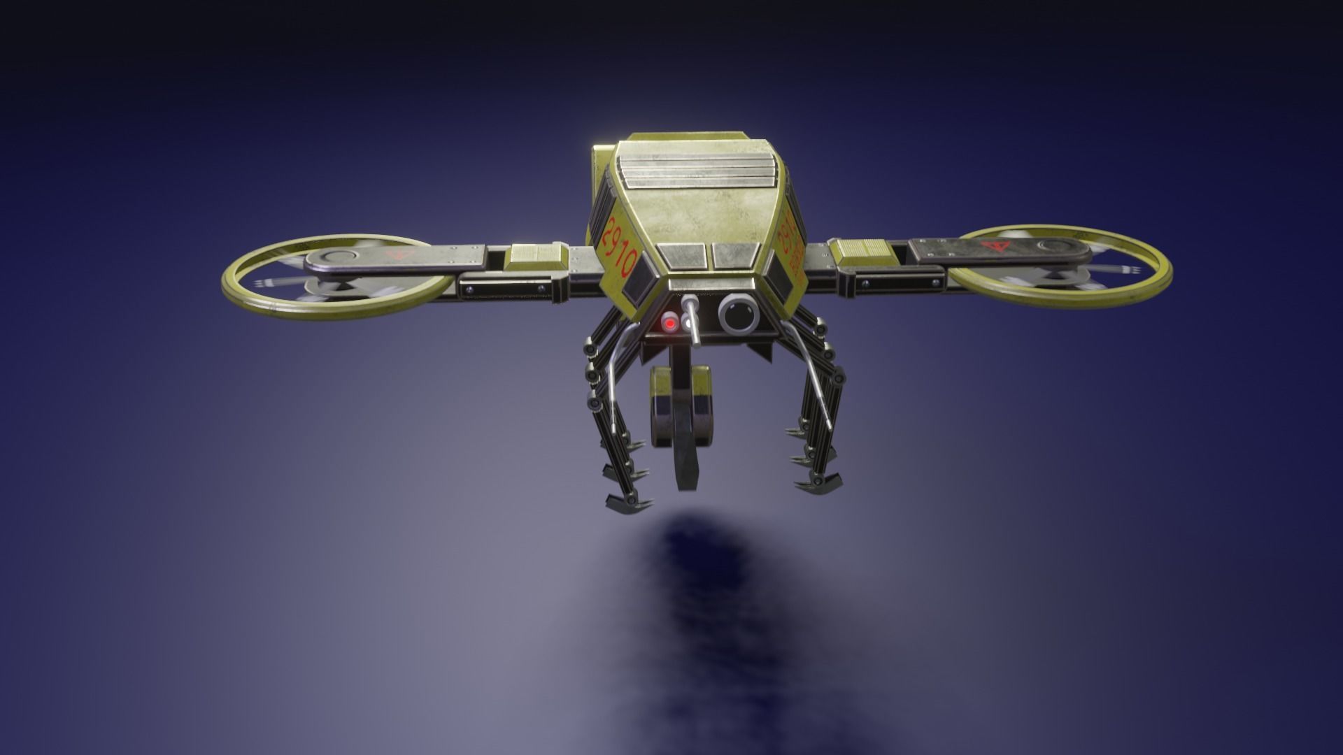 Hornet Drone Sci-Fi LowPoly Gameready 3D model Low-poly 3D model_4