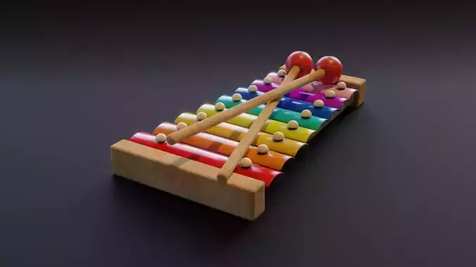 Toy Xylophone Low-poly 3D model