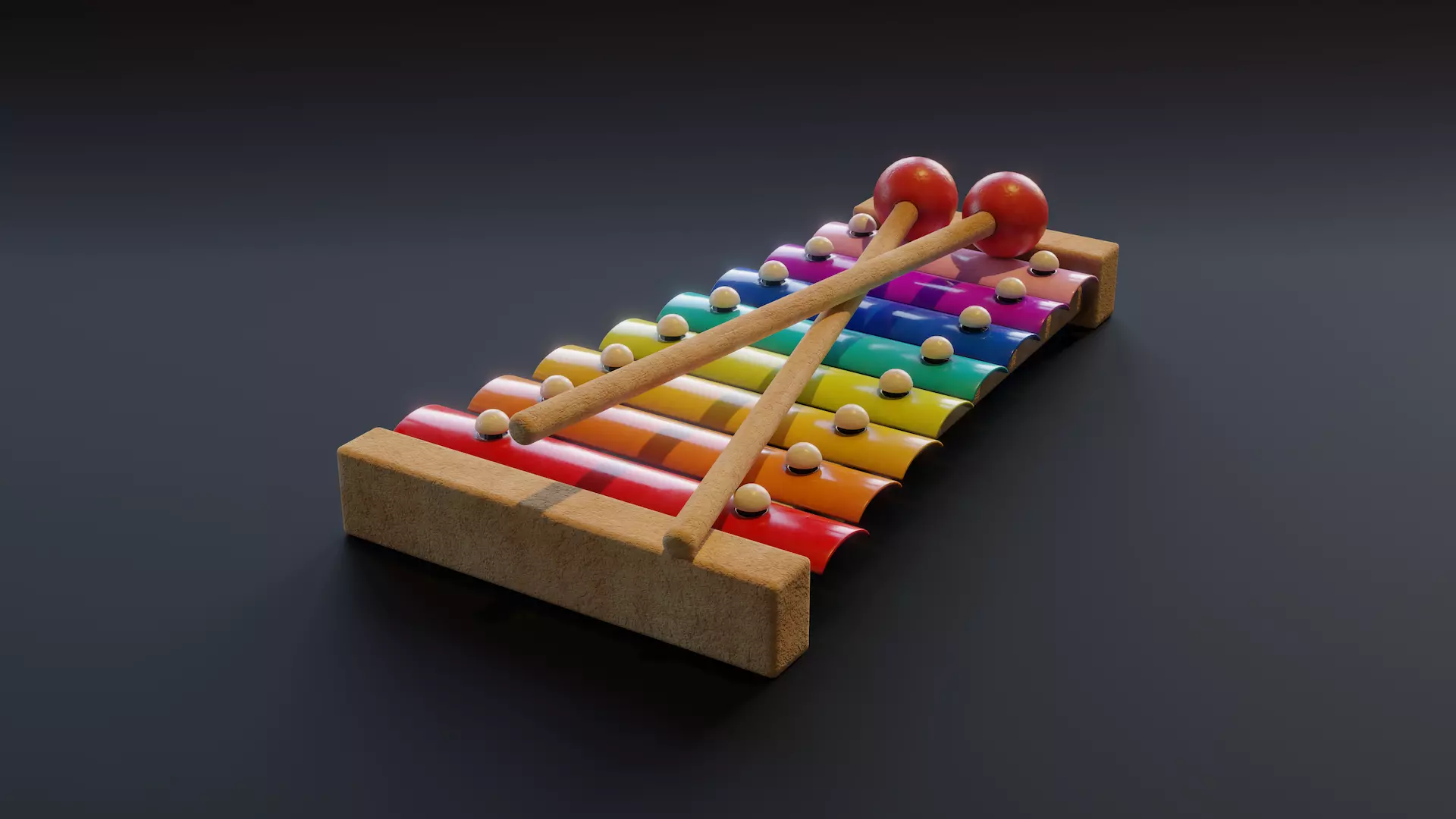 Toy Xylophone Low-poly 3D model