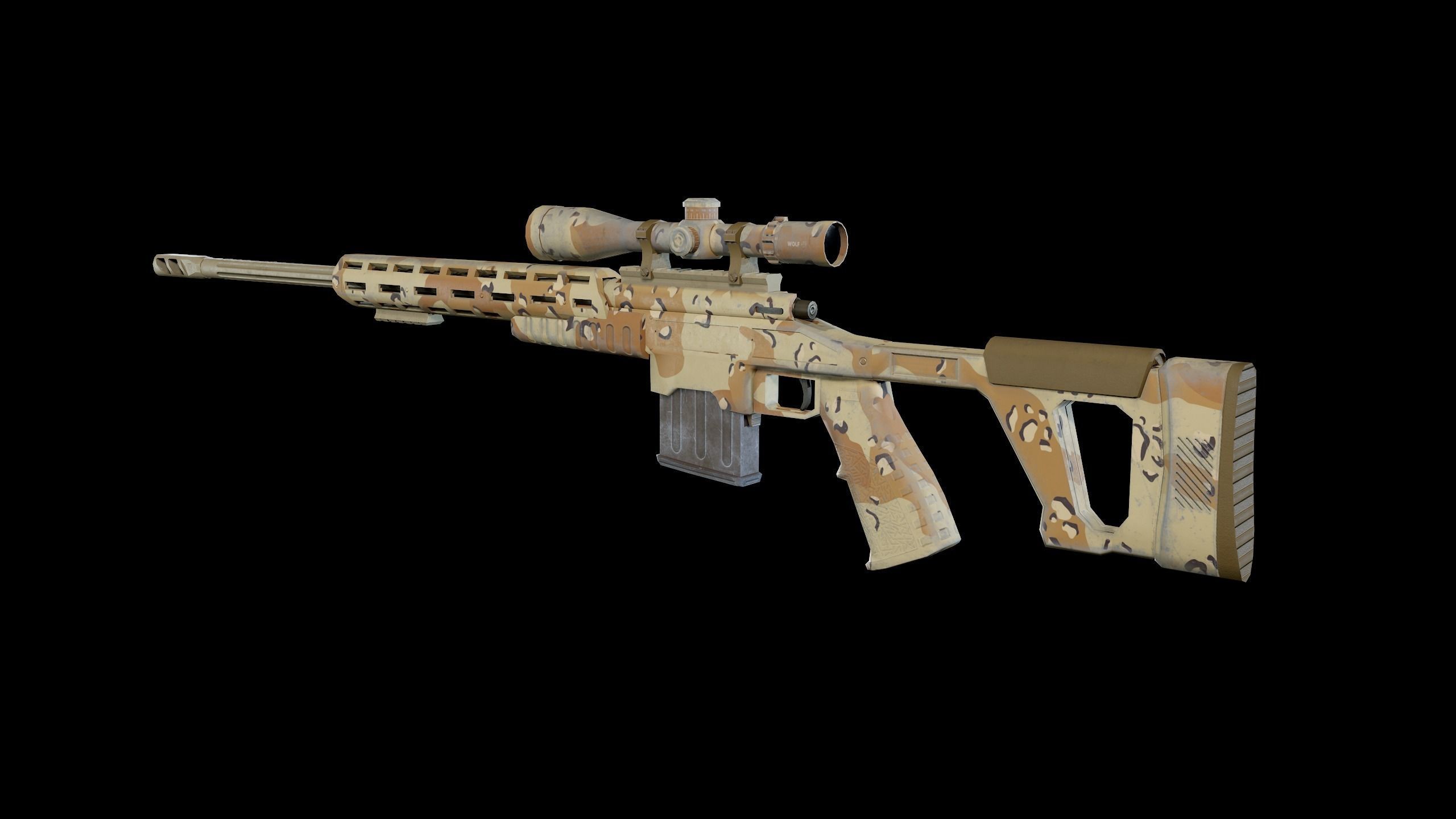 Sniper Rifle Low-poly 3D model_7