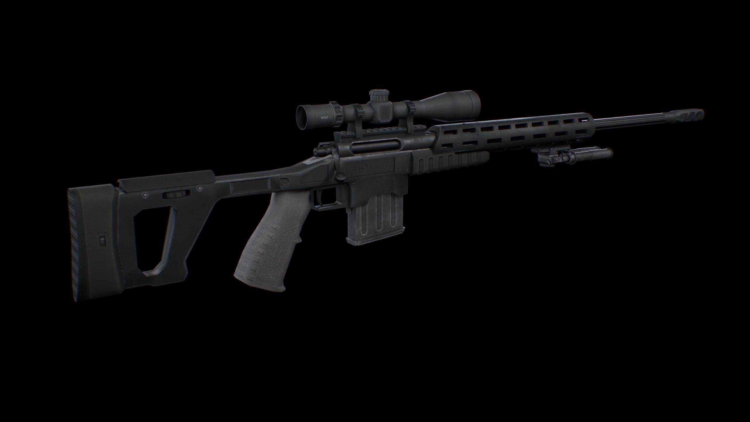 Sniper Rifle Low-poly 3D model_8