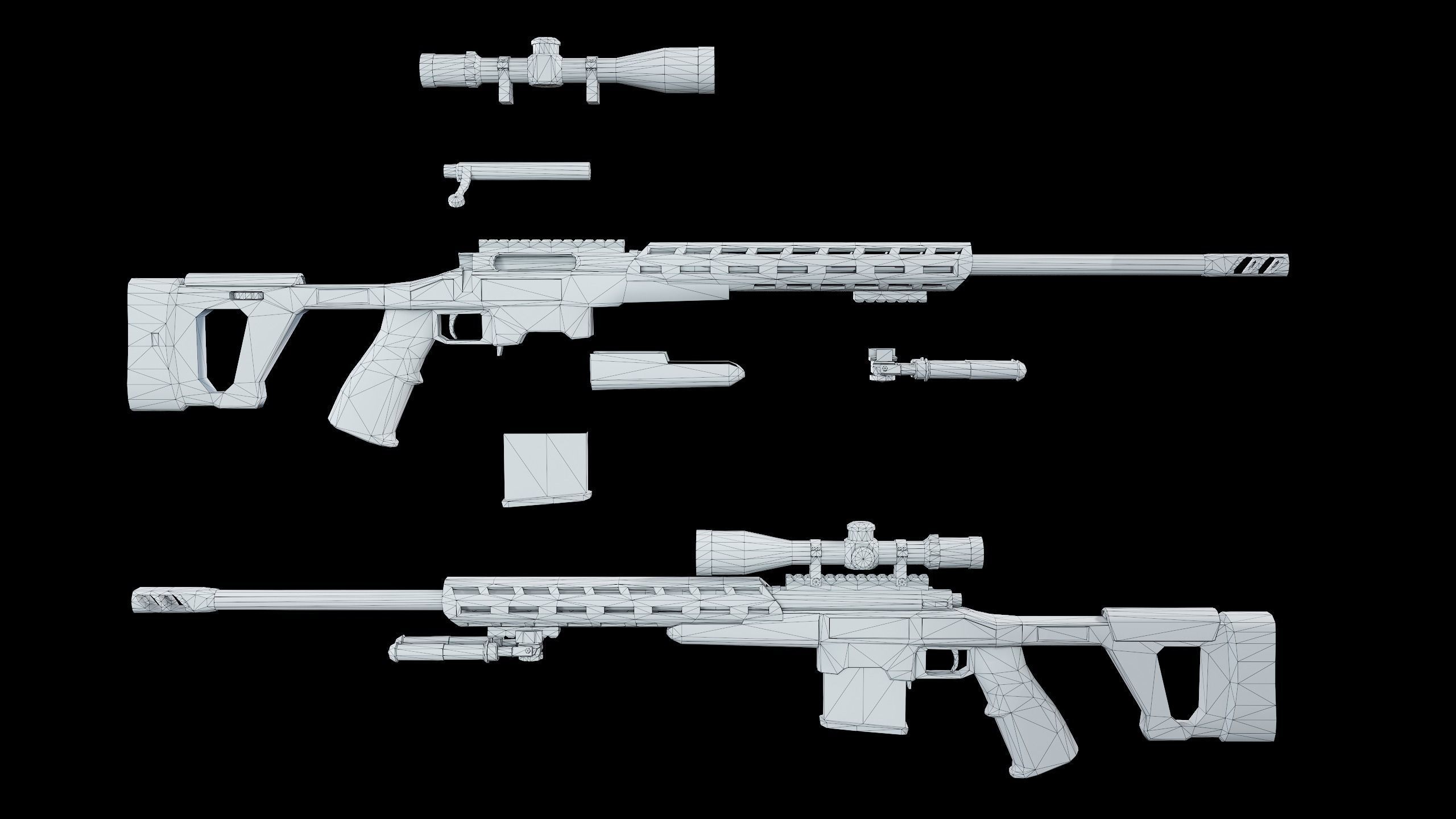 Sniper Rifle Low-poly 3D model_4