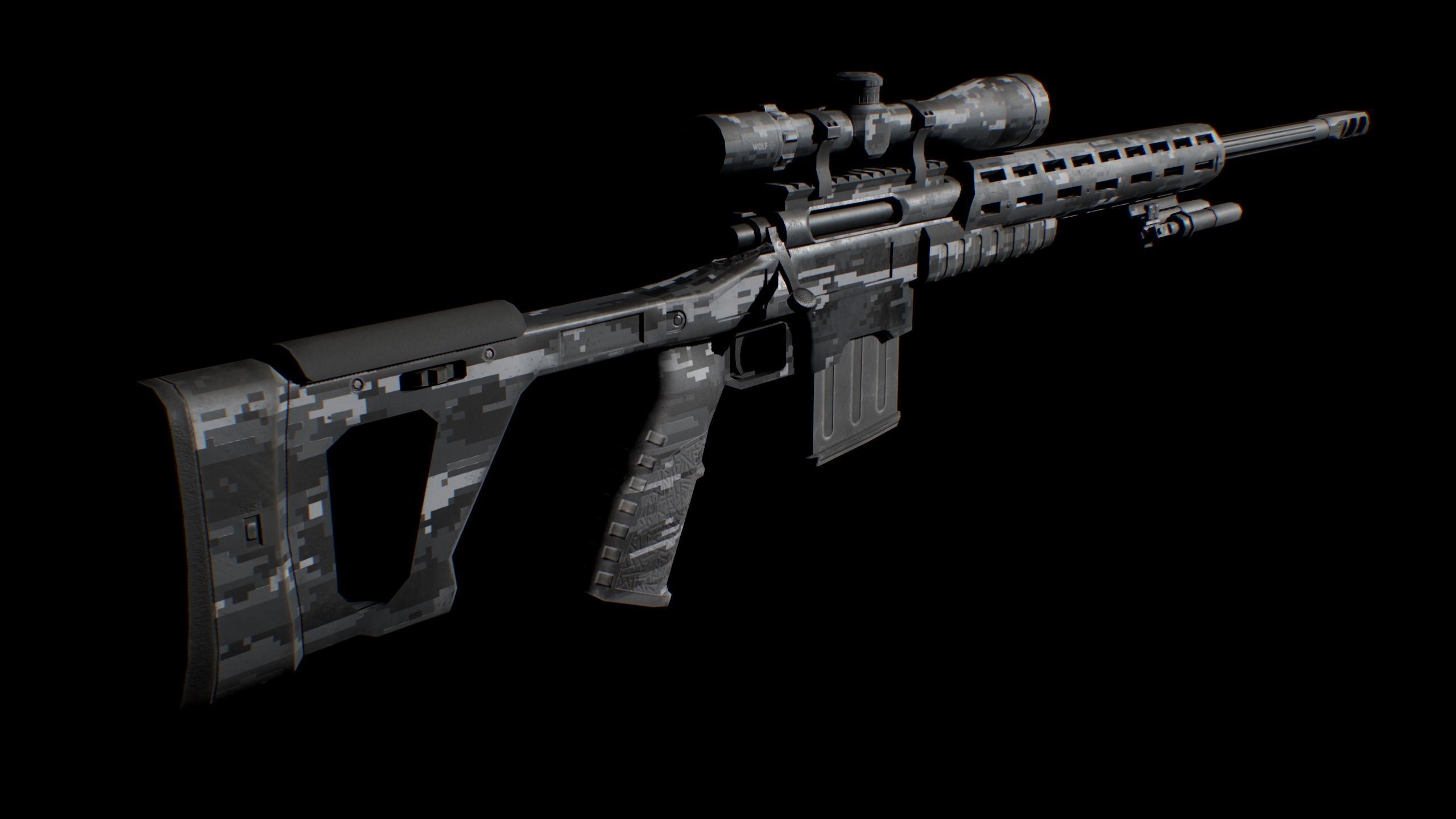 Sniper Rifle Low-poly 3D model_9